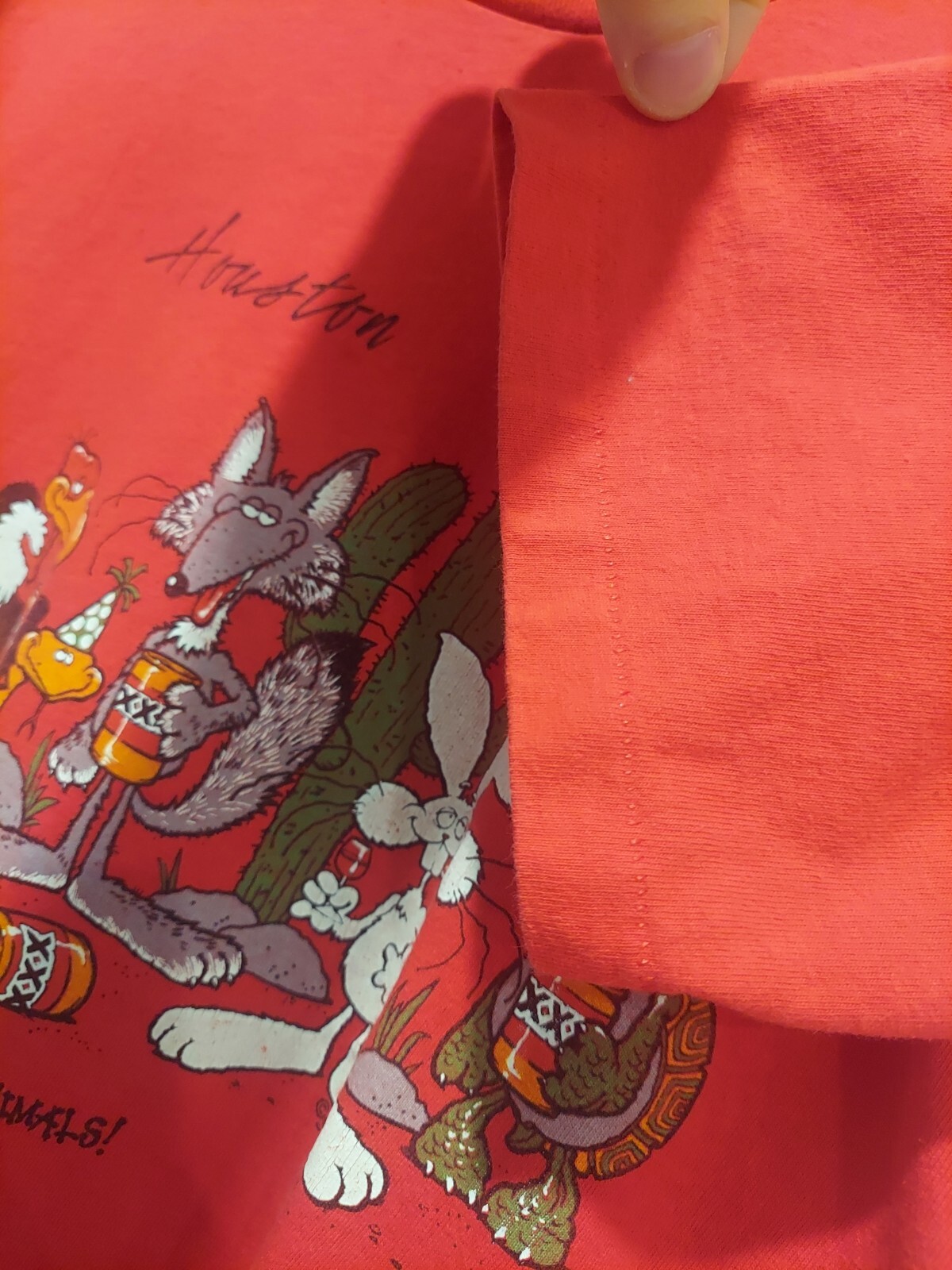 Vintage Stedman Single Stitch Shirt Houston Party Animals 80's USA Large Red gallery