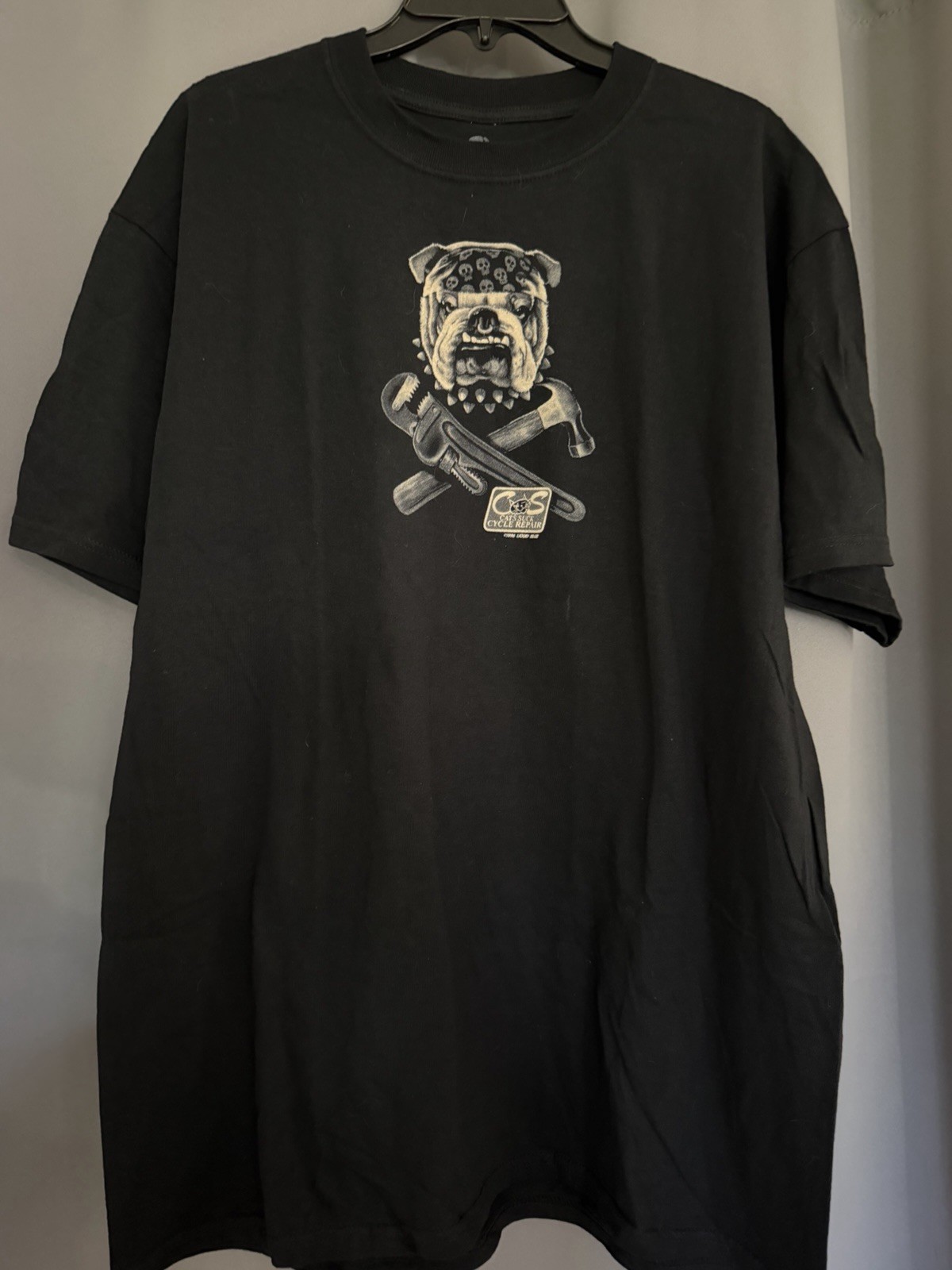 Vintage Liquid blue Black Graphic T-Shirt Bulldog Biker Motorcycle Print gallery