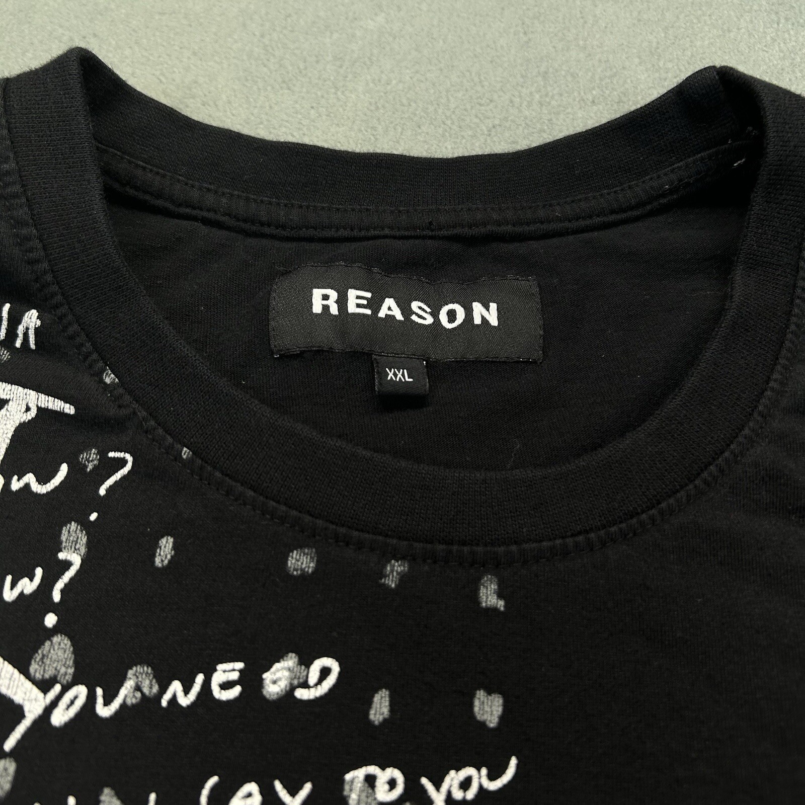 Reason Men’s T-Shirt XXL Black Embroidered Legend Raised Teddy Bear Drip Skull gallery