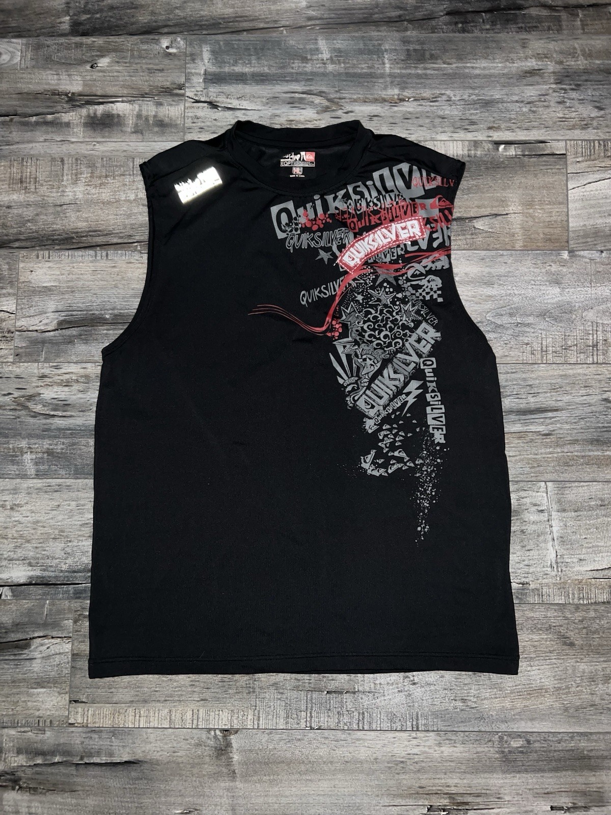 Quiksilver Graphic Logo Print T-Shirt Black Men's XL Sleeveless Crew Neck gallery