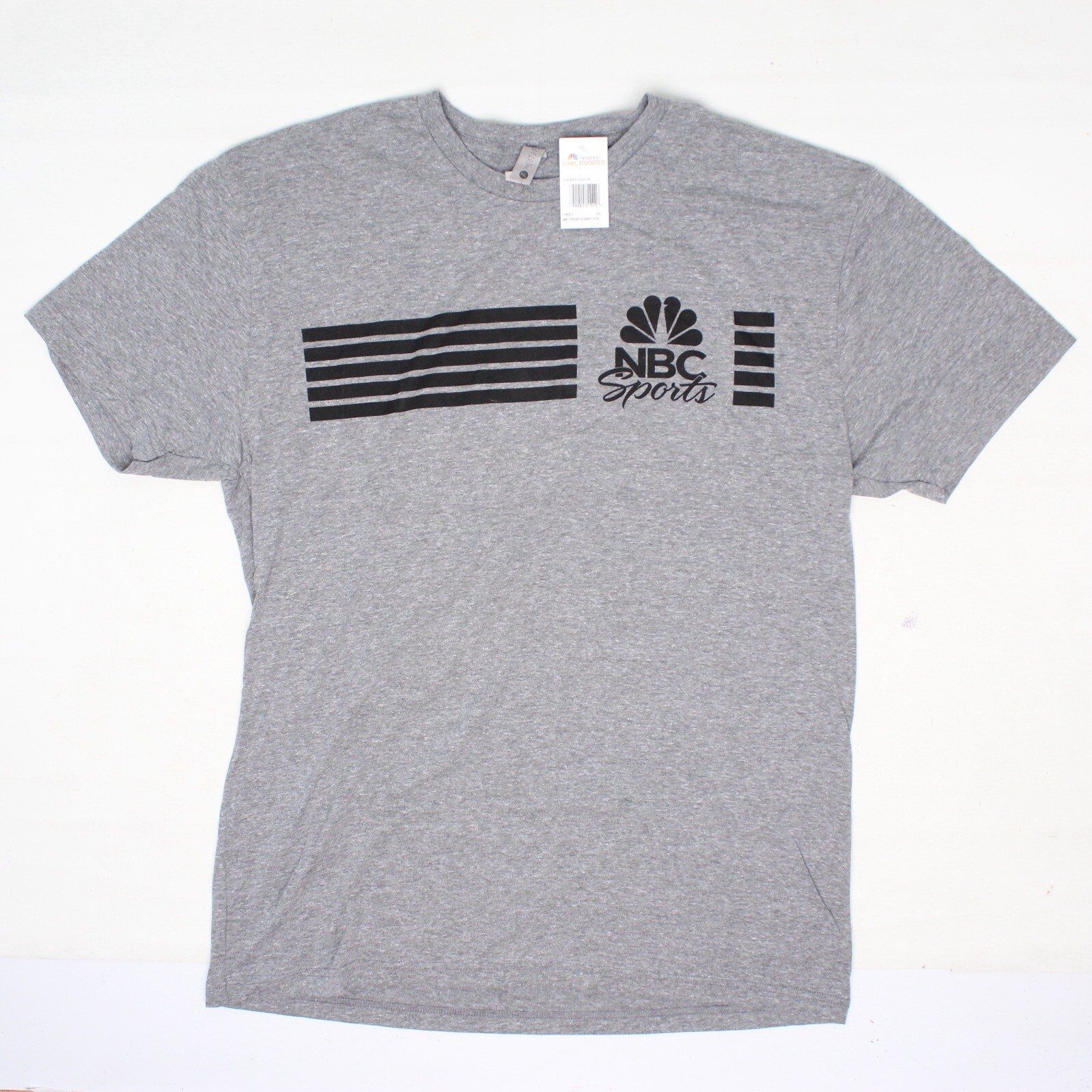 NBC Sports T Shirt Mens XL Heather Gray Grey Black Stripe Polyester Cotton Rayon gallery