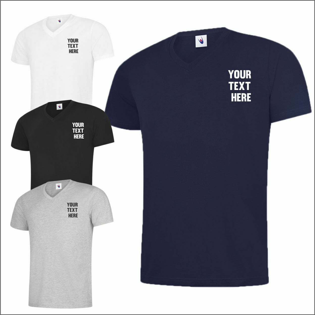 Personalised Custom Uneek Mens Classic V Neck T-Shirt 100% Cotton Casual Tee TOP gallery