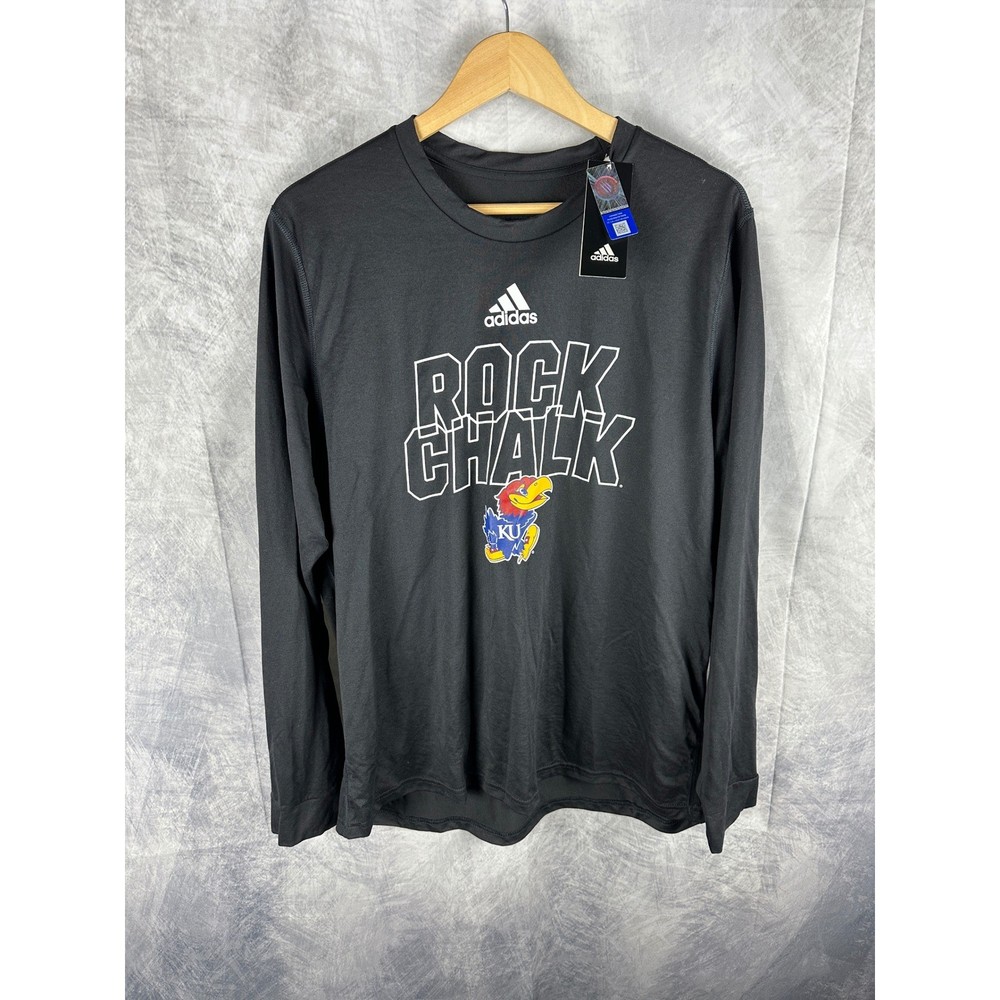 Adidas Kansas Jayhawks Rock Chalk Long Sleeve Creator Shirt Black XL GE7692 NEW