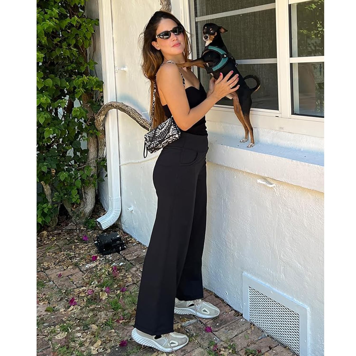3 Pack Women's Wide Leg Pants with Pockets High Waist Loose Sweatpants Casual... gallery