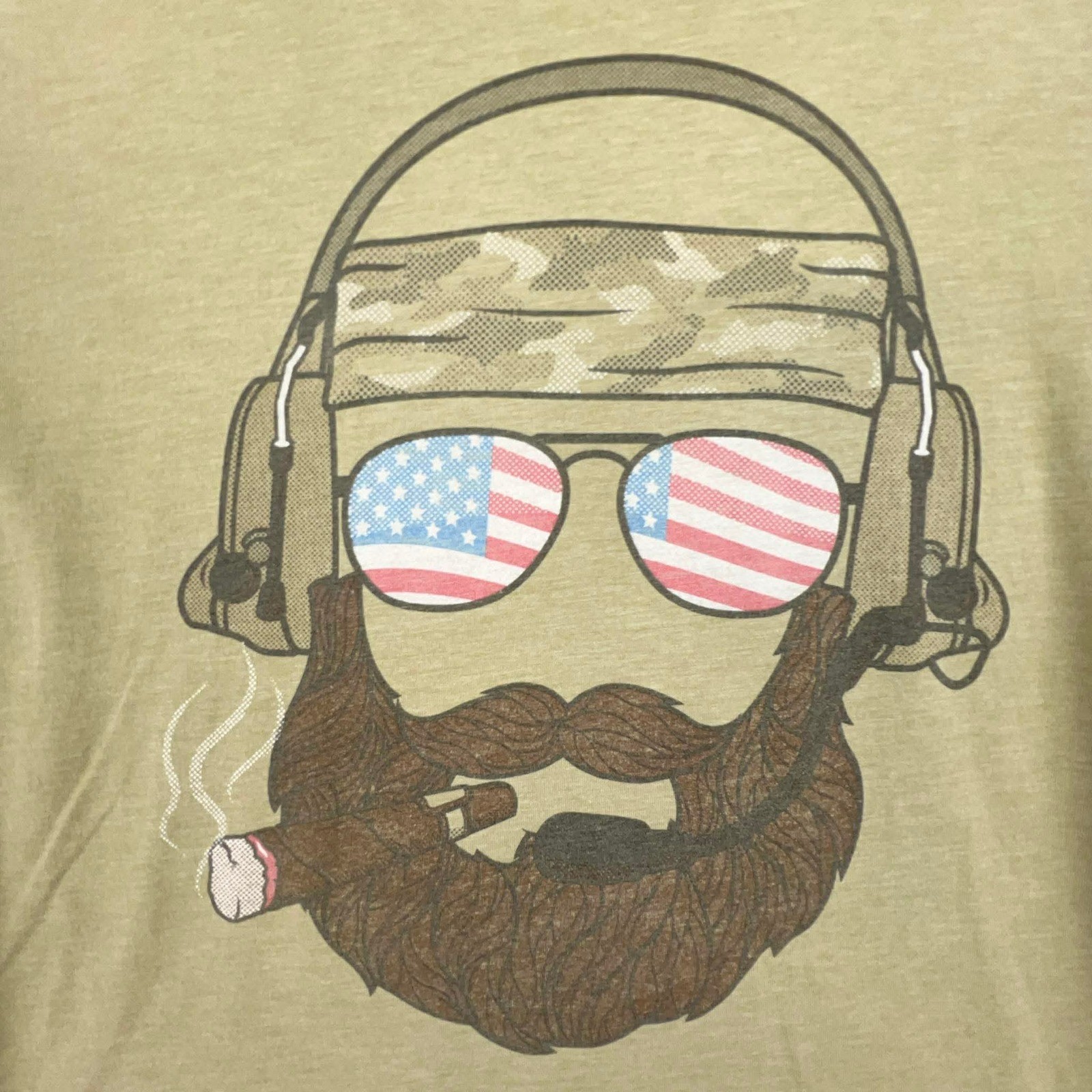 Art 15 Clothing Men's Large Tan Graphic T‑Shirt Veteran Owned Bearded Operator gallery