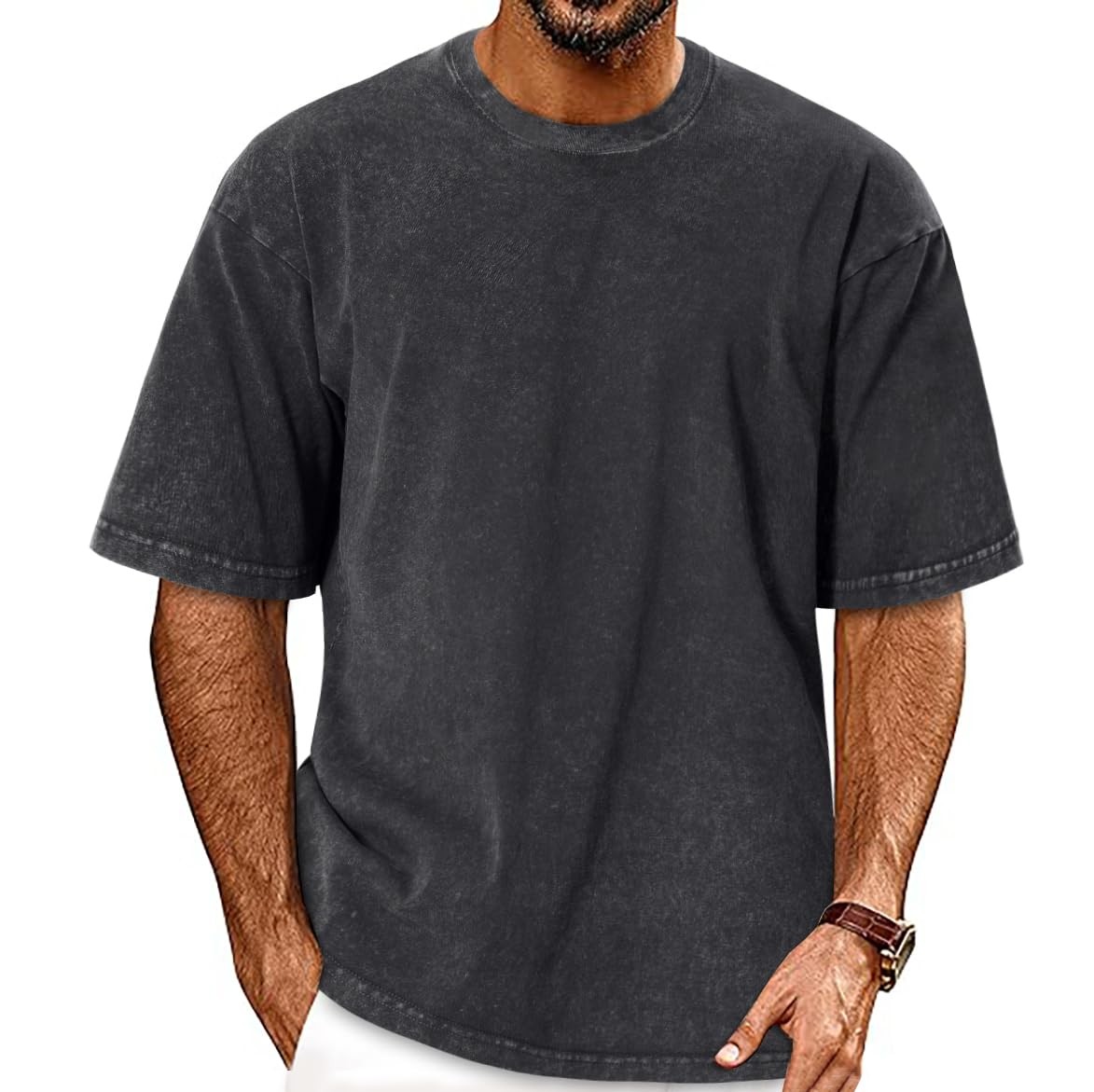 Oversized Tshirts for Men Short Sleeve Vintage Washed Basic Loose Tees 2026 gallery