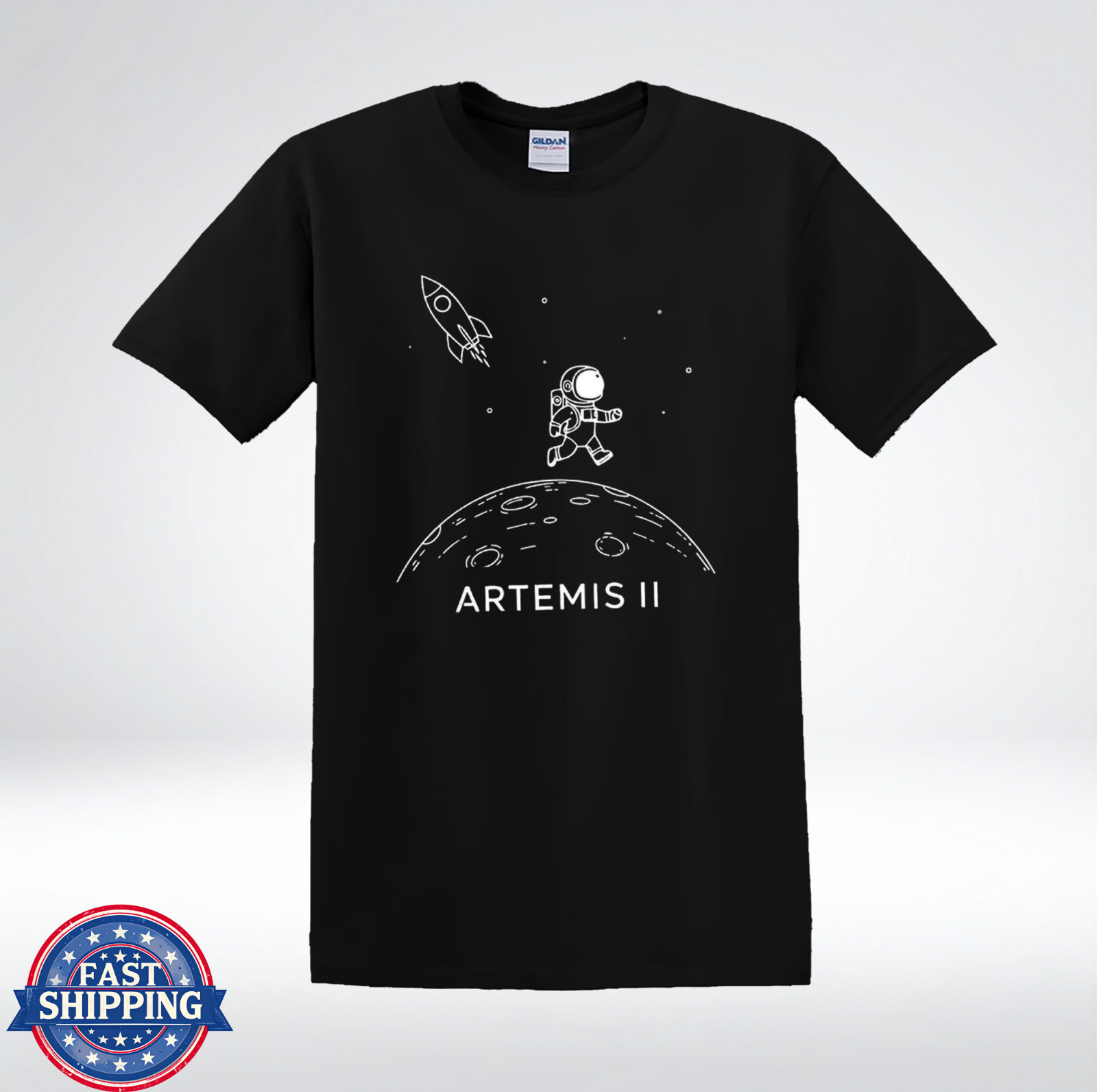 Artemis II Minimalist Astronaut Shirt Rocket Moon Line Art Graphic T-Shirt gallery