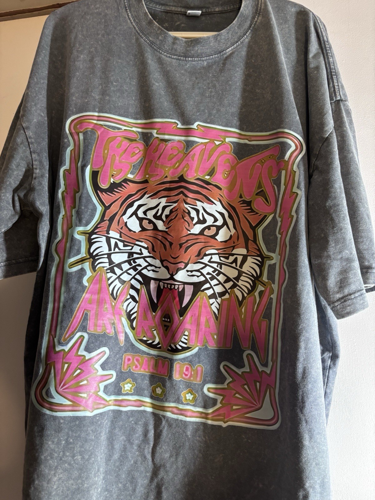 DIGIPRINT APPAREL Men's 3XL Gray Cotton Tiger Graphic Short Sleeve T-Shirt gallery