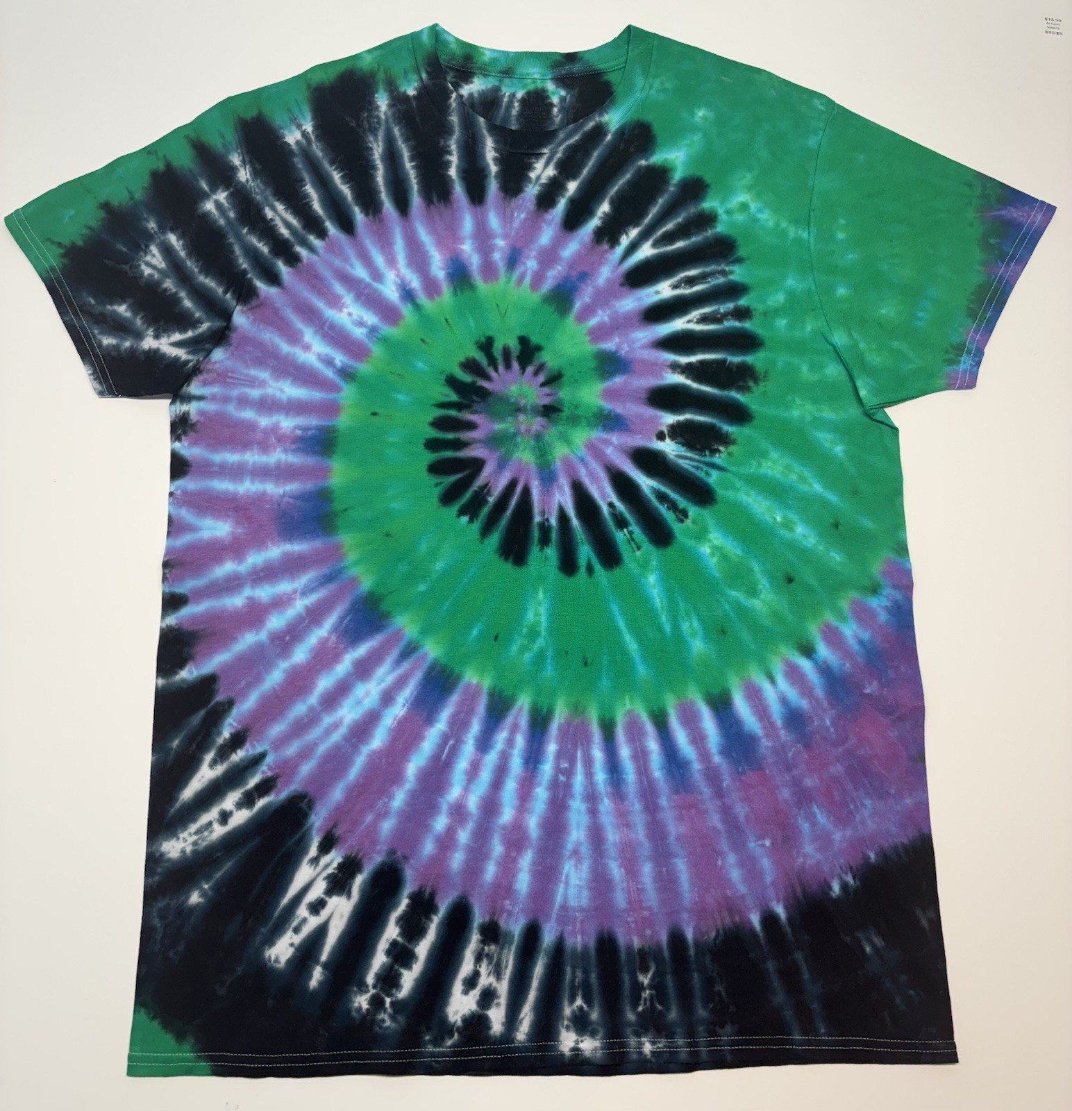 Tie Dye Swirl Adult Unisex T-Shirt Size XL Hand Dyed Multicolor Long Length Tee gallery