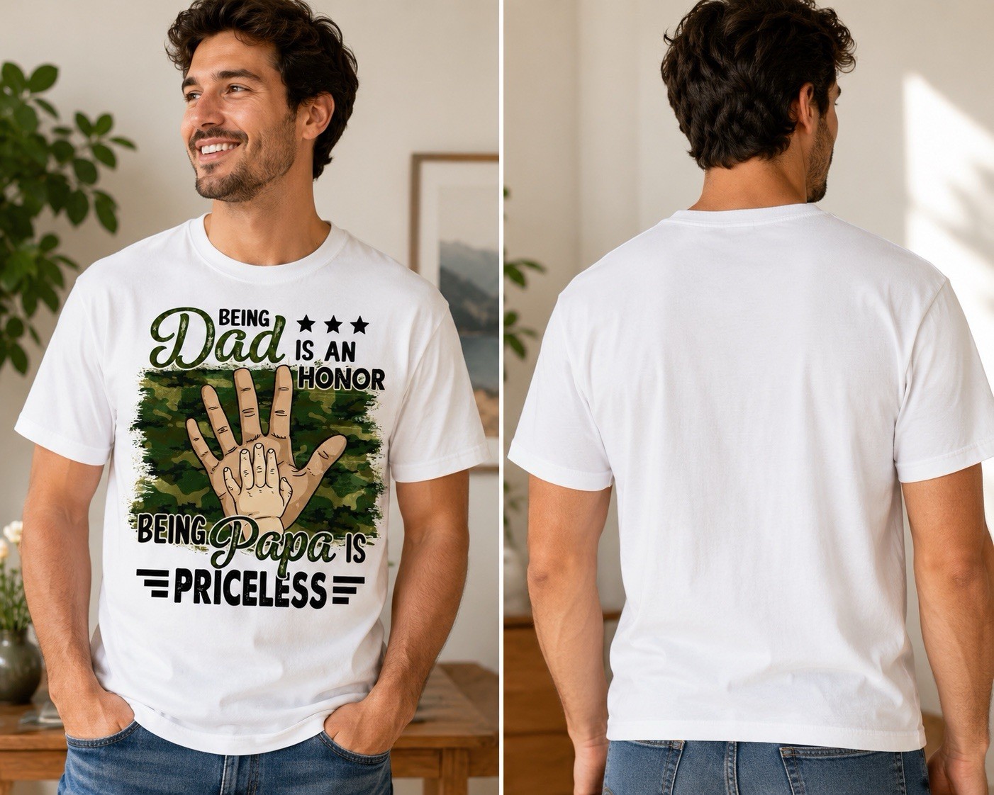 Dad Is An Honor Papa Is Priceless Graphic T-Shirt White Men’s Short Sleeve gallery