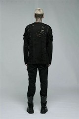 Punk Rave Men’s Gothic Knited Elastic Long Sleeve T-shirt Punk Casual Loose Tops