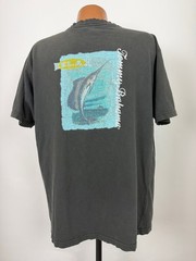 Tommy Bahama Relax Shirt Men Large Swordfish Hawaiian Pigment Dyed Black Cotton