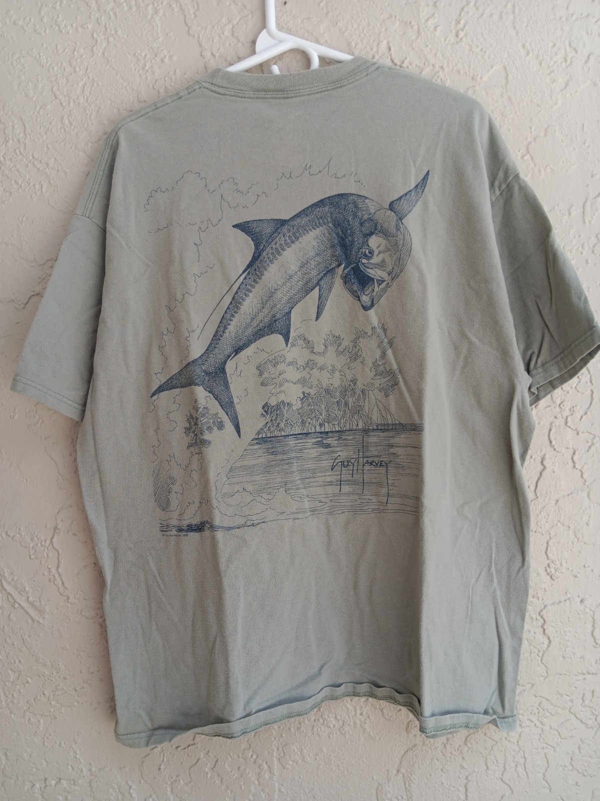 Vtg Guy Harvey By AFTCO Bluewater T Shirt Mens Size XL 2005 Graphic Logo Pocket gallery