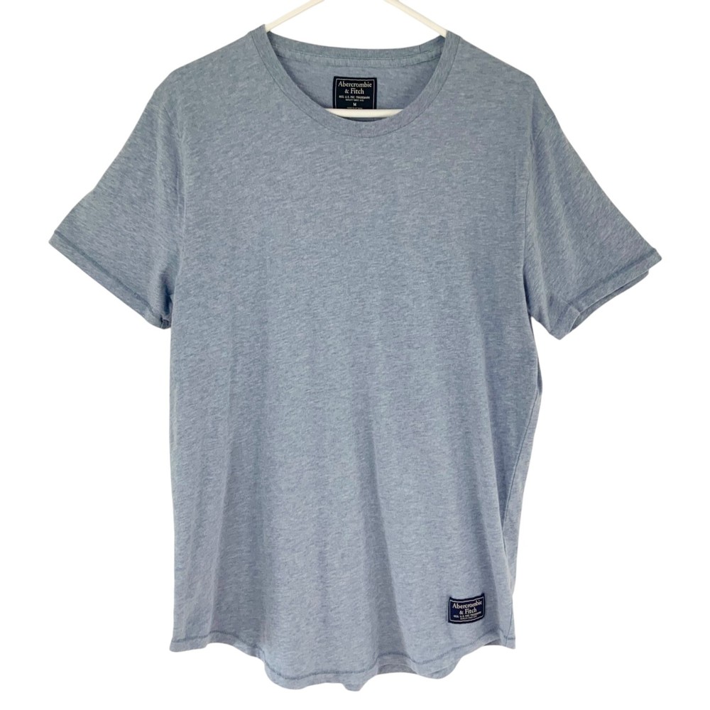 Abercrombie & Fitch Blue Herringbone Short Sleeve Pullover Crewneck T-Shirt Sz M