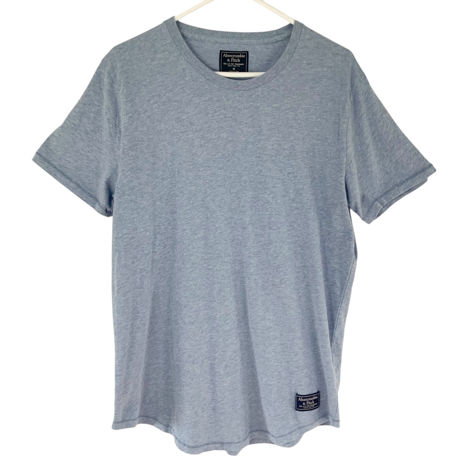 Abercrombie & Fitch Blue Herringbone Short Sleeve Pullover Crewneck T-Shirt Sz M