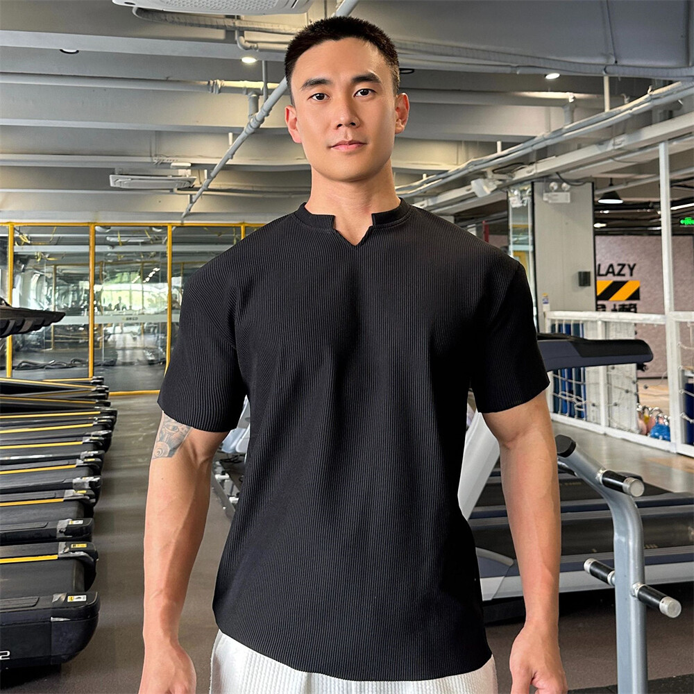 Men's Baggy Short Sleeve T-Shirt Classic Casual Slim V-Neck Shirts gallery