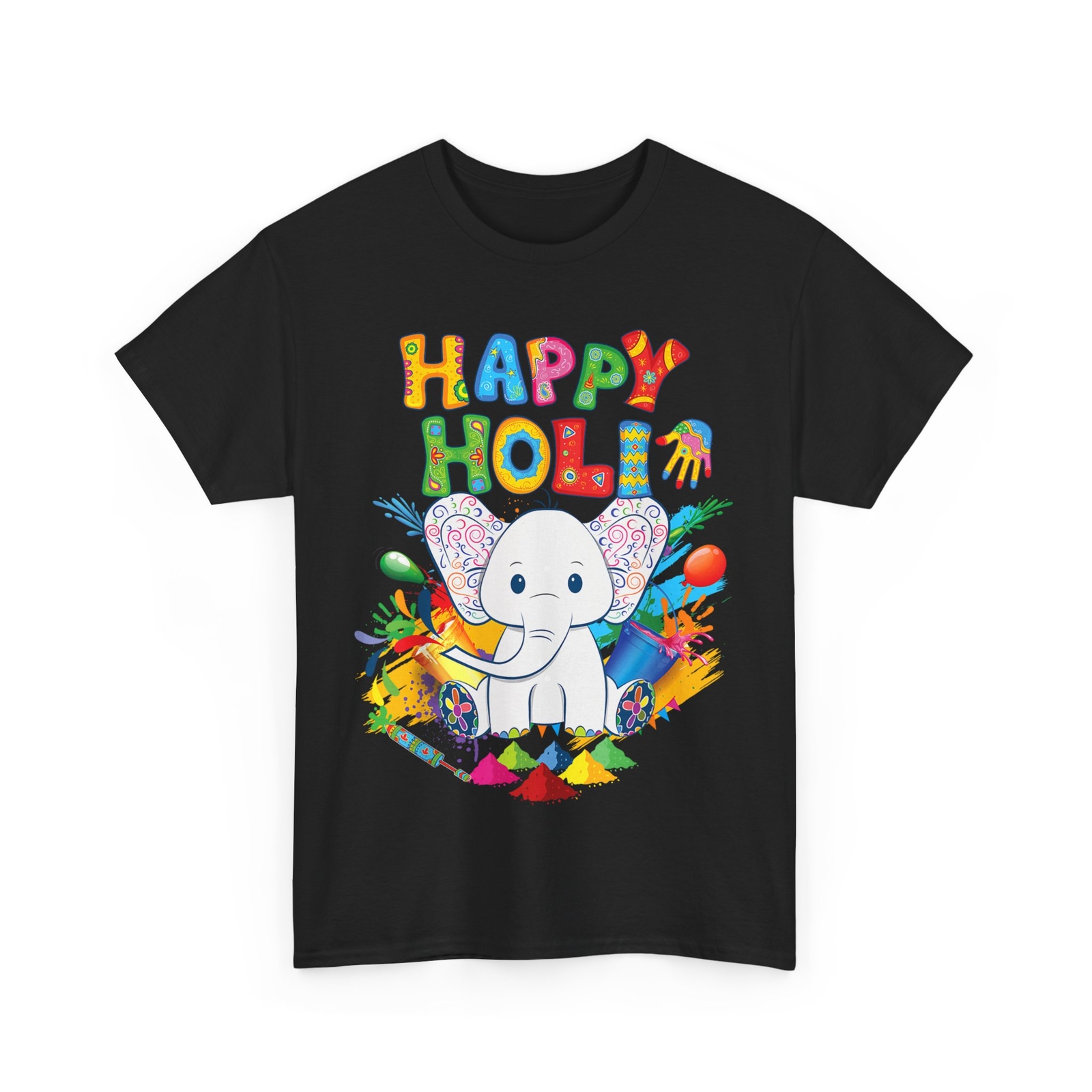 Happy Holi Festival India Color Elephant Cute T-shirt gallery