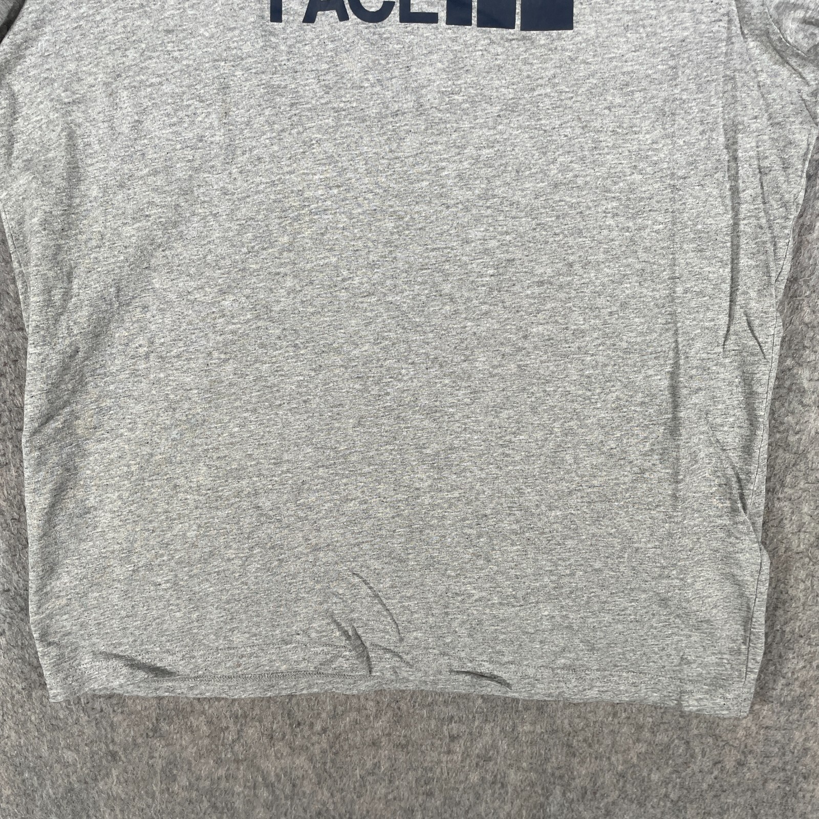 North Face Shirt Mens Medium Grey Blue Big Spell Out Logo Hiking Casual Top gallery