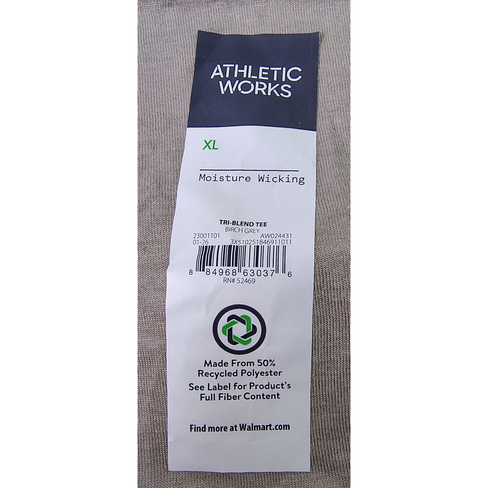 NWT Athletic Works Dri Works Performance Workout Gym Tee Birch Grey T-Shirt XL gallery