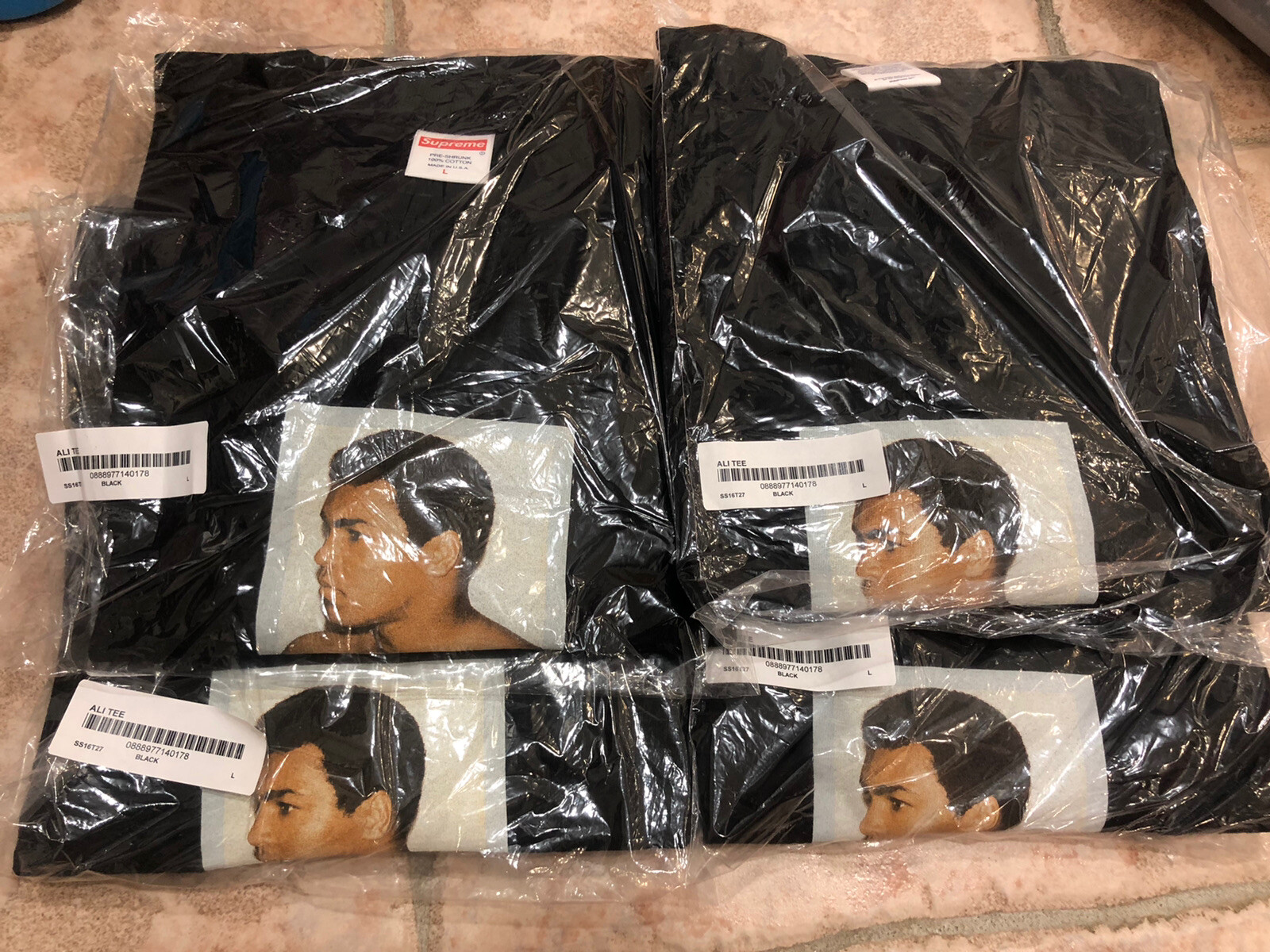 DS New Supreme Muhammad Ali Tee T-shirt SS16 rare box Bogo LARGE L black warhol gallery