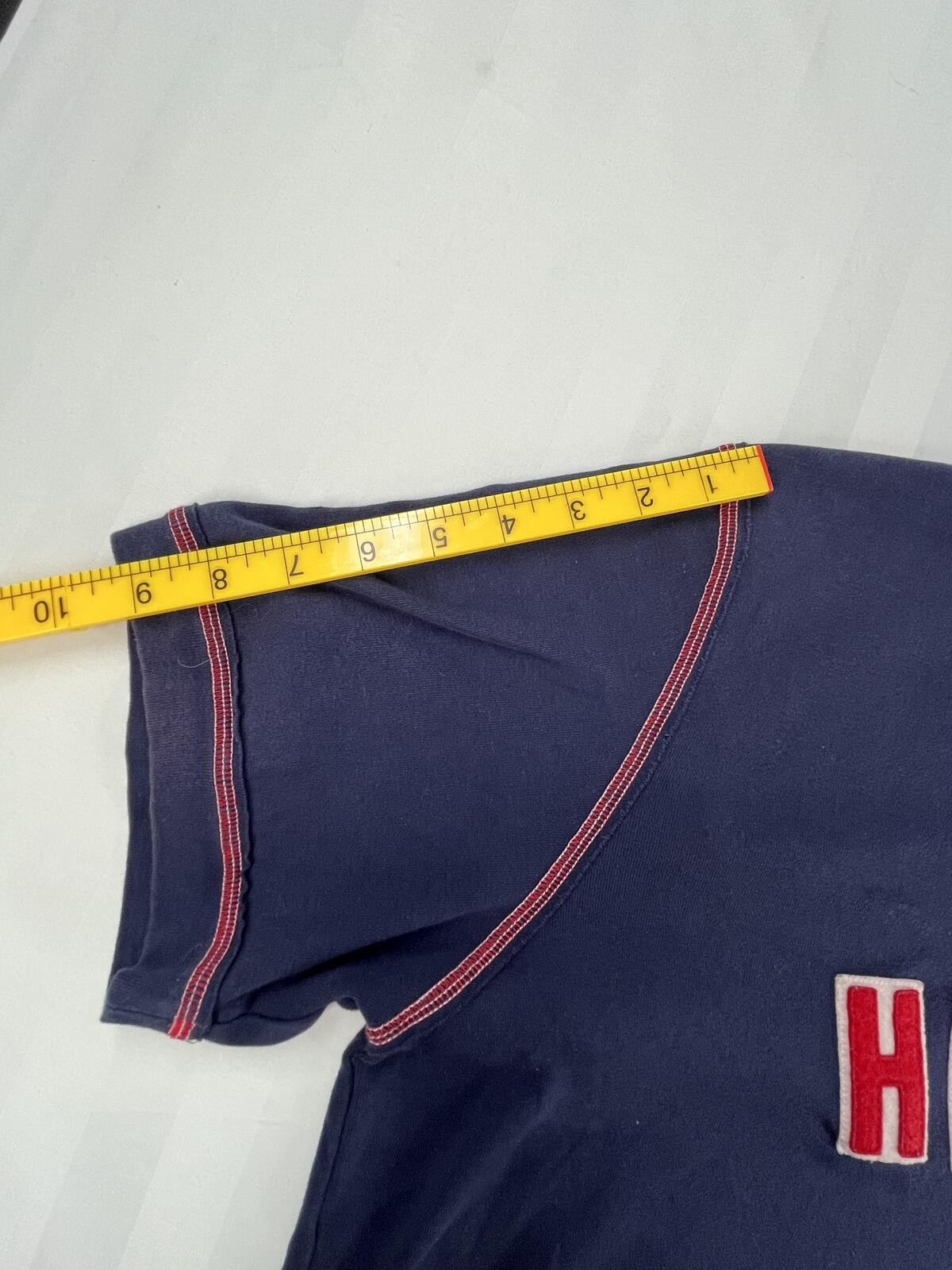 Tommy Hilfiger Y2K Vintage Navy Red Stitch Logo T-Shirt Size XL gallery