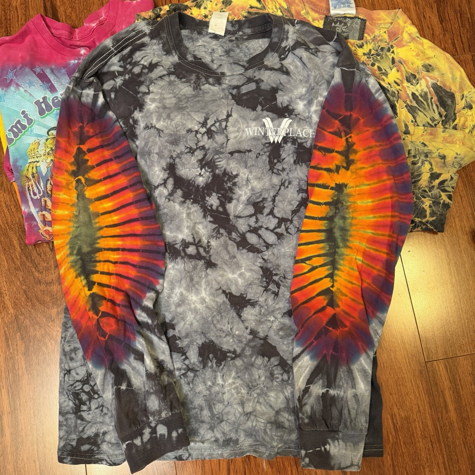 Mixed Tie-Dye Shirt Lot Of 4 100% Cotton 3 Long Sleeve Spiral Jimi Hendrix gallery
