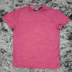 Superdry Shirt Mens Medium Red Heather Logo Tee Athletics Cotton Crewneck Soft