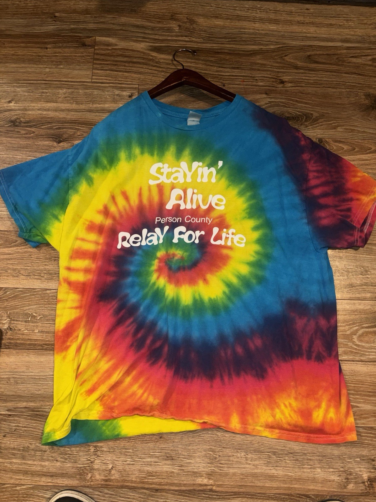 Colortone Tie-Dye Multicolor Stayin' Alive Relay For Life Tee Unisex 2XL gallery