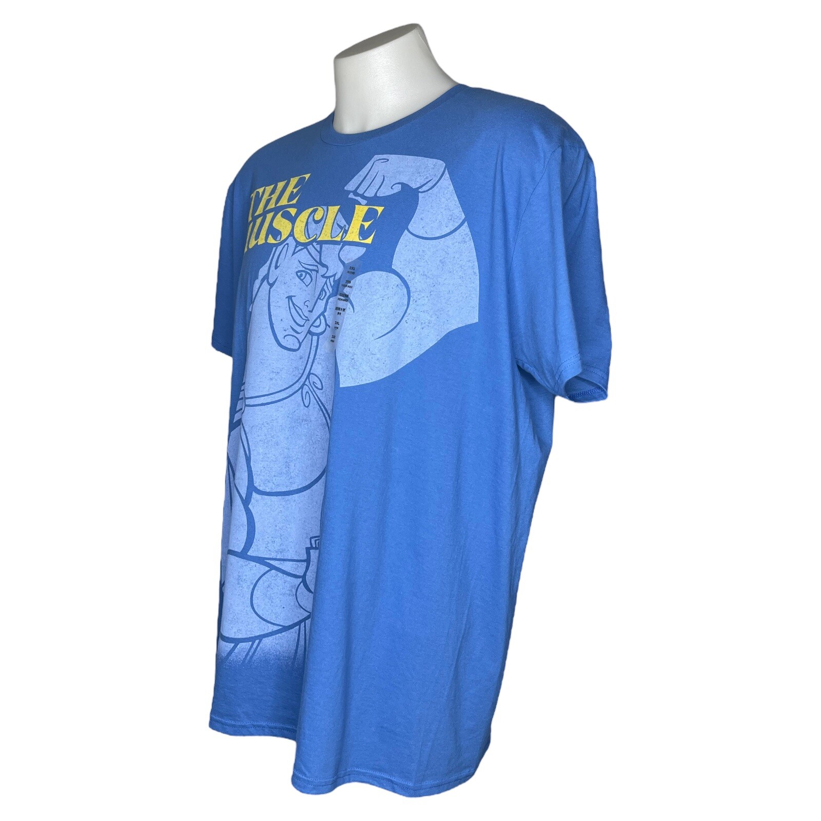Disney Hercules T-shirt Size XXL The Muscle Blue Large Front Print Yellow White gallery