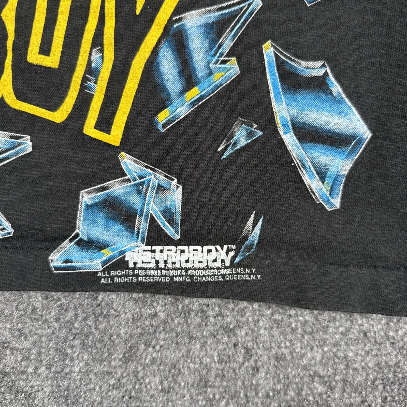 Vintage Astro Boy Shirt Mens Medium Black 90s Shattered Glass Cartoon RARE USA gallery