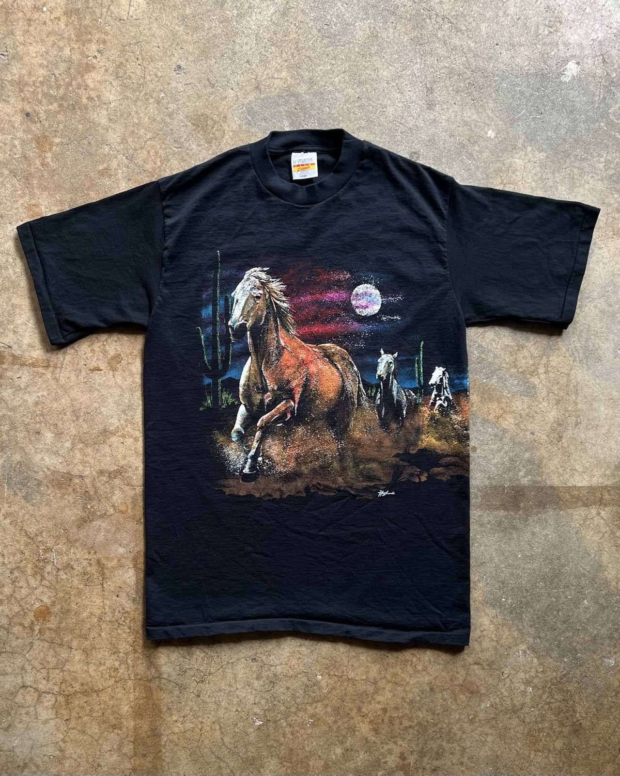 Vintage 90s Hazelwood Horse Wraparound Nature T Shirt X Adult XL Colorful Art