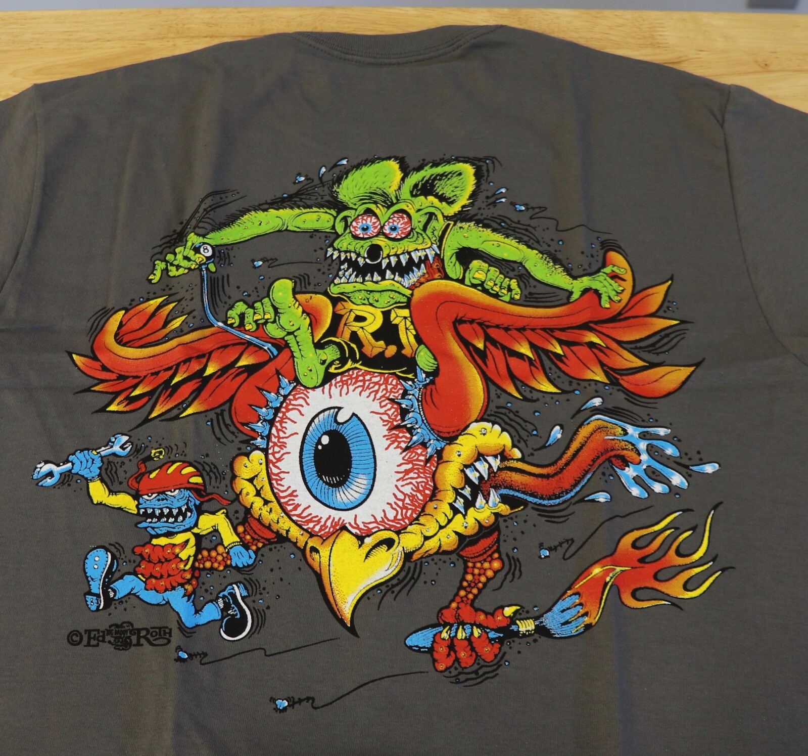 Men's Ed Big Daddy Roth Rat Fink Flying Eye Hot Rod Gray Cotton T-Shirt M-3XL gallery