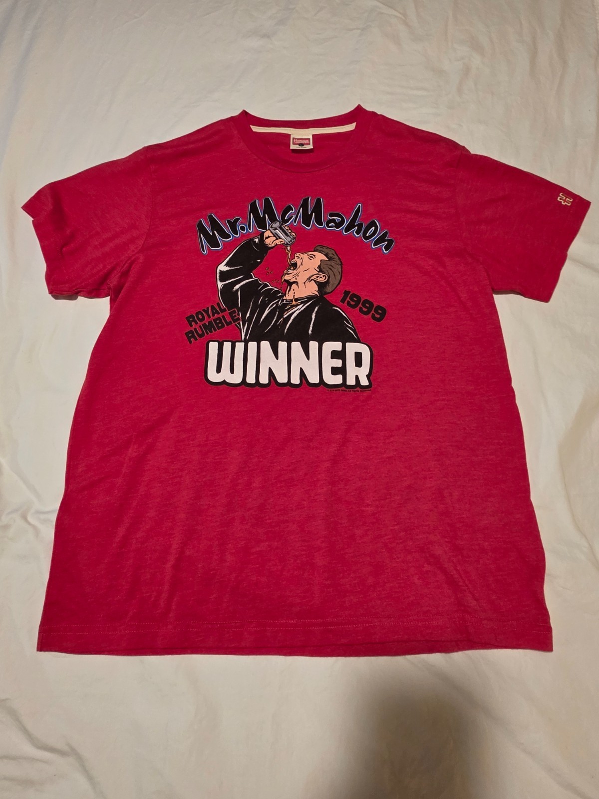 Homage WWE Mr McMahon Royal Rumble Red Heather Soft T-Shirt Sz Large Excellent gallery