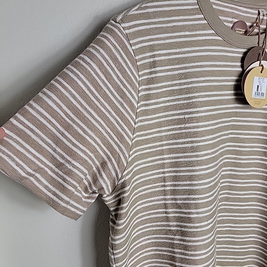 Common People Men's Linear Shirt Relaxed Fit Soft Cotton Taupe Size L NEW gallery