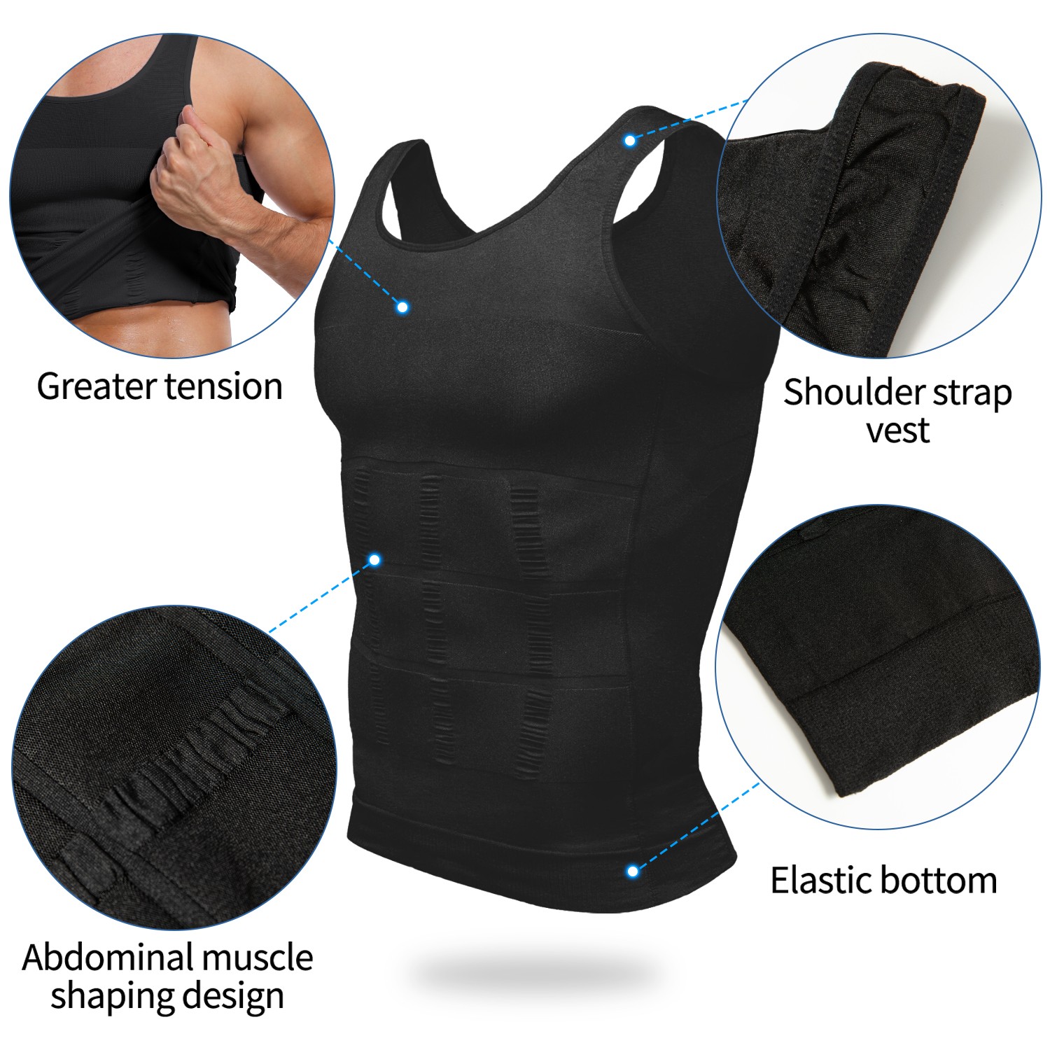 Mens Slimming Tummy Body Shaper Vest Compression T-Shirt Ultra Durable Tank Tops gallery
