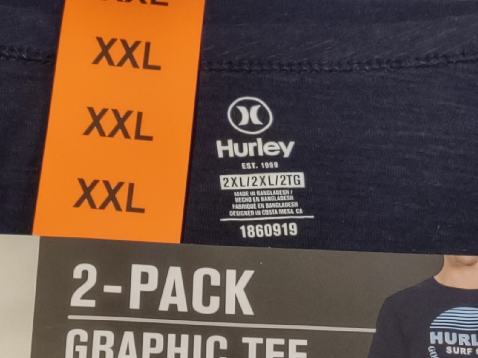 NWT - Hurley - 2 Pack Men's Graphic Tees - Dark & Light Blue - XXL gallery
