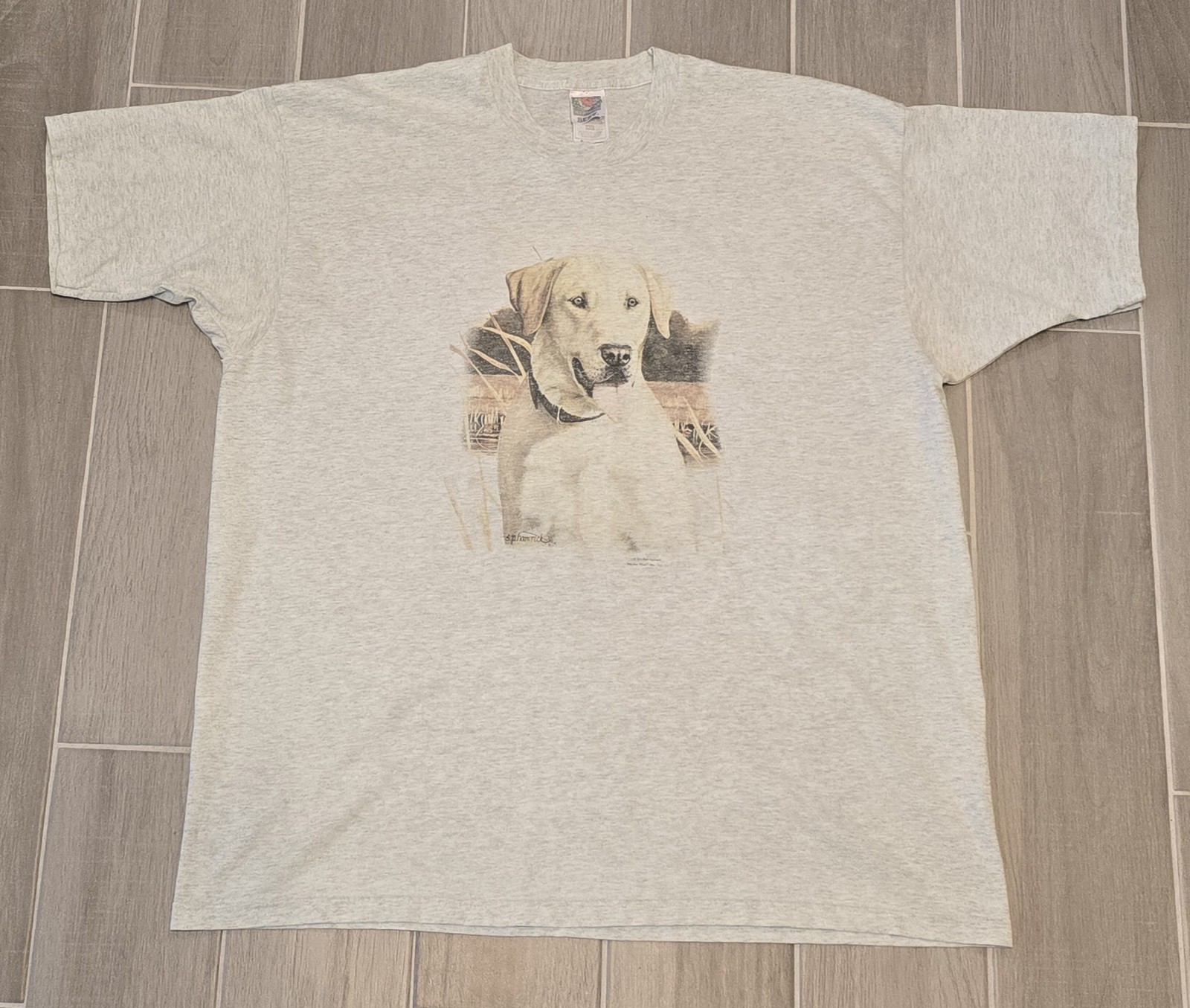 Vintage White Lab Dog Nature Art Graphic Shirt Men’s XXL Gray Steve Hamrick gallery