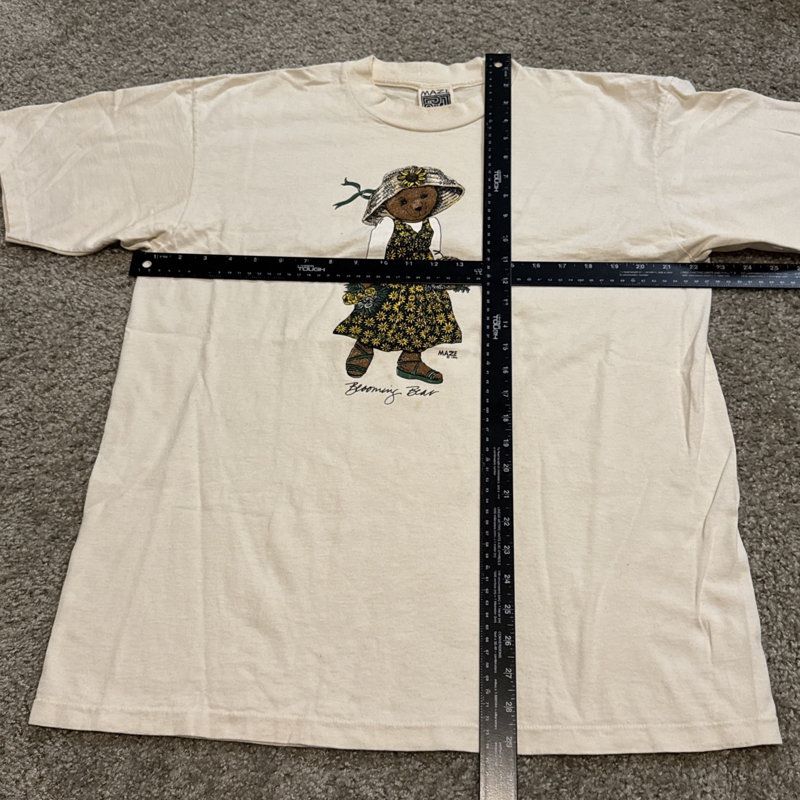 Vintage 1994 Blooming Bear Flower Animal Nature White T-Shirt Maze Brand XL gallery