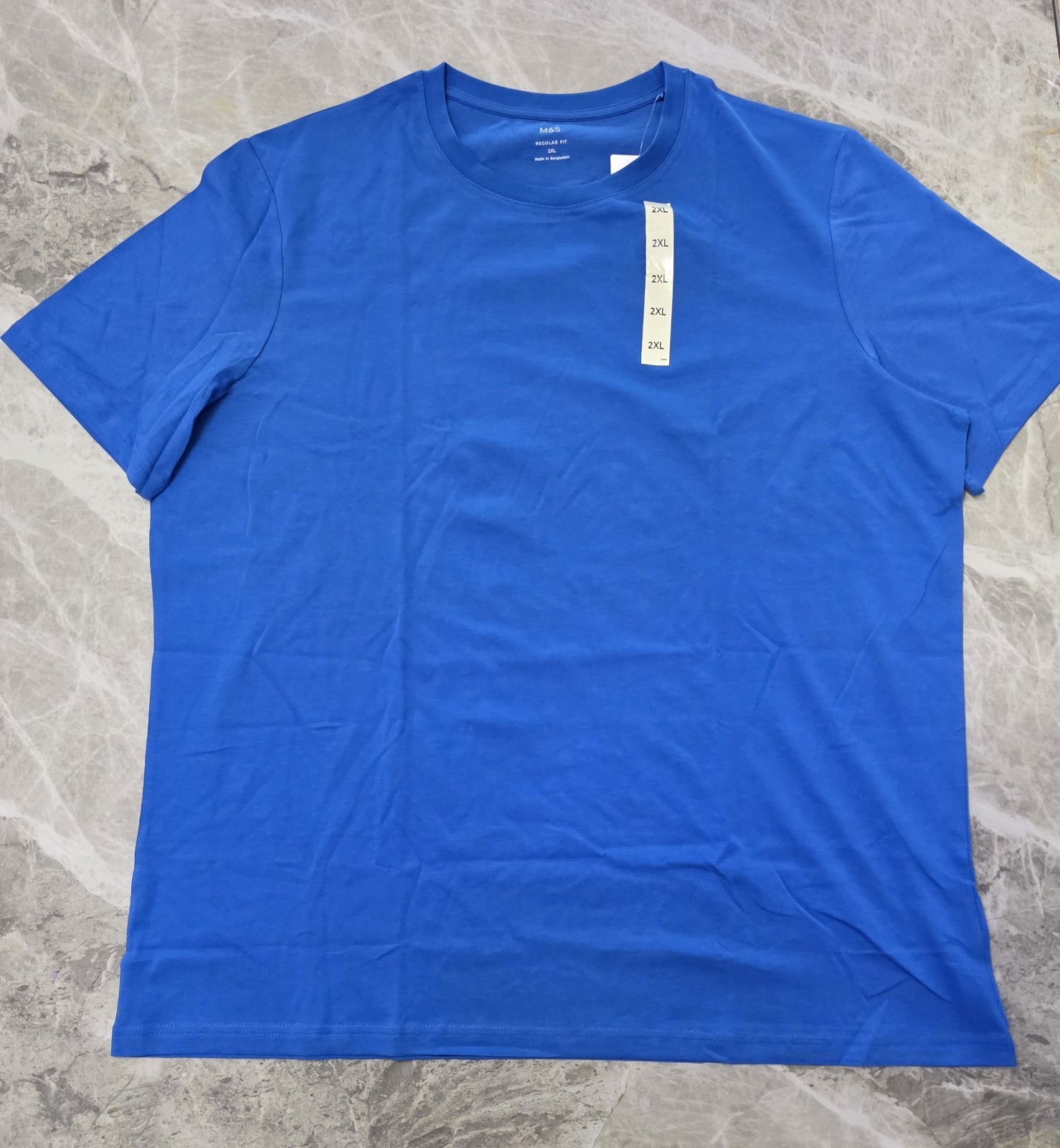 M&S Regular Fit Pure Cotton Crew Neck T-Shirt ~ LONG LENGTH ~ 2 PACK ~ Size 2XL gallery