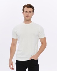 REISS Mens Honeycomb Textured Cotton T-Shirt Designer Crew Neck Tee M L XL XXL