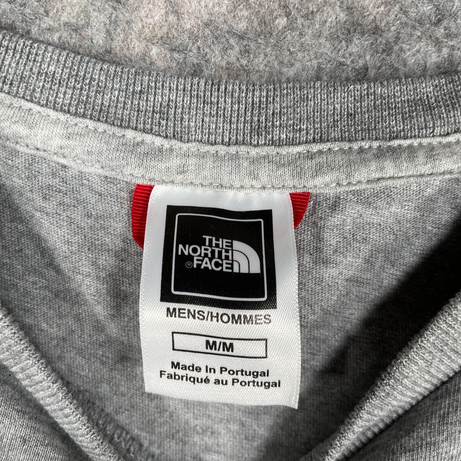 North Face Shirt Mens Medium Grey Blue Big Spell Out Logo Hiking Casual Top gallery