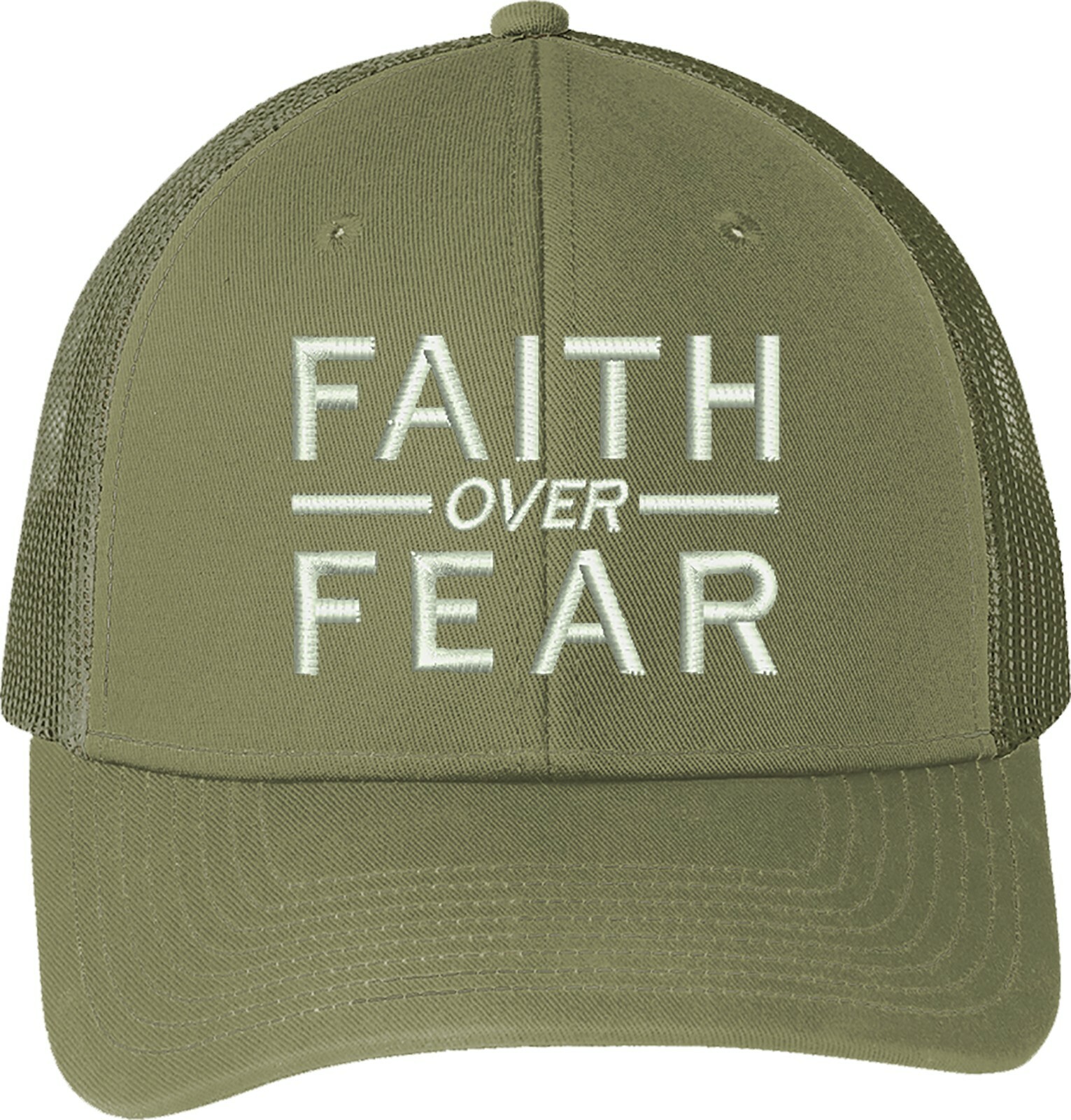 Faith Over Fear Embroidered Trucker Structured Adjustable One Size Fits All Hat gallery