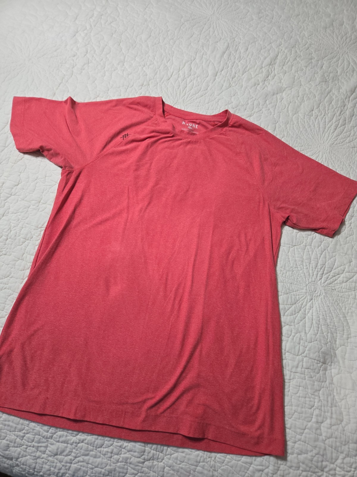 Rhone Mens Small Athletic Performance T Shirt Coral Heather Short Sleeve