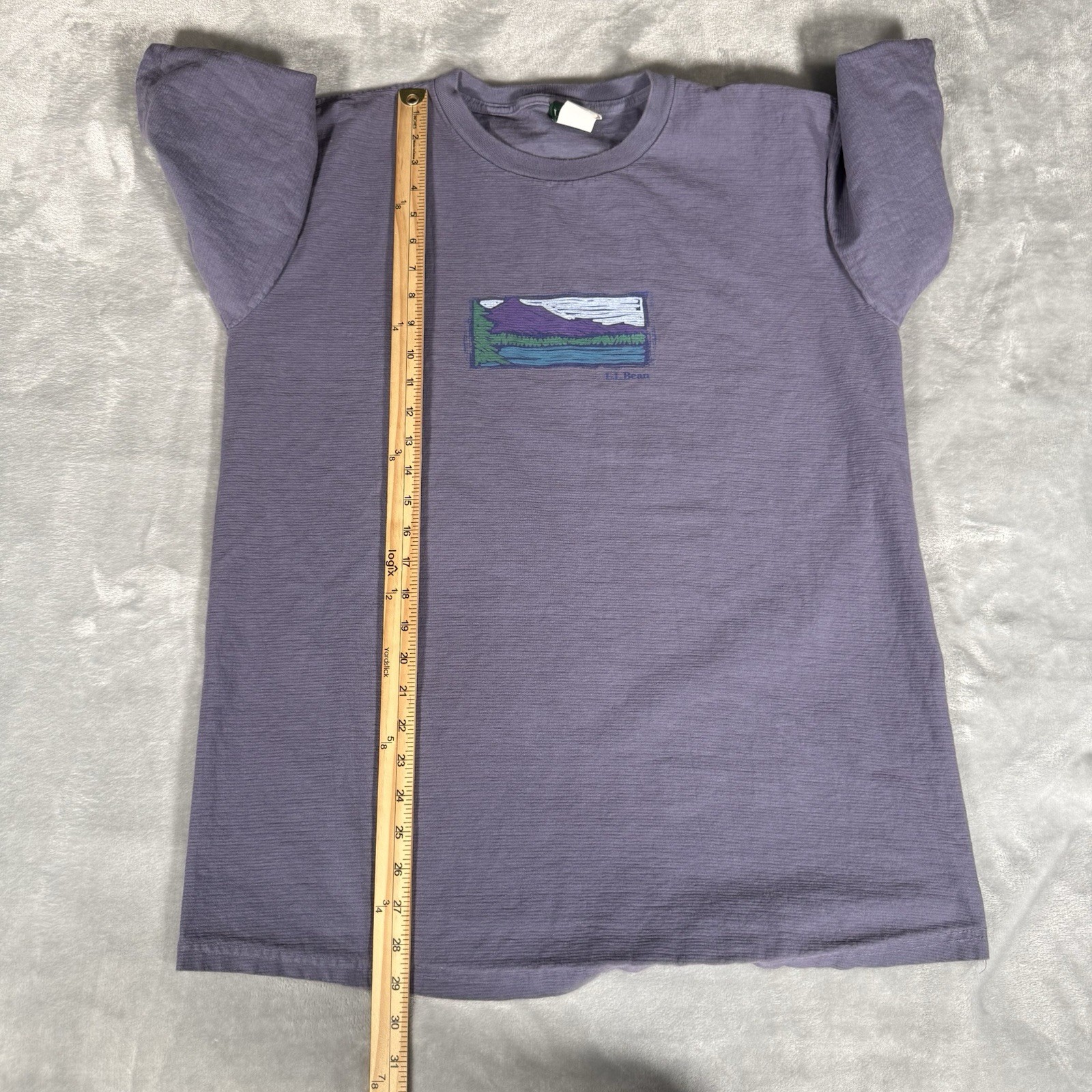 Vintage LL Bean Box Logo T Shirt Mens L Nature Graphic Light Purple 90s gallery