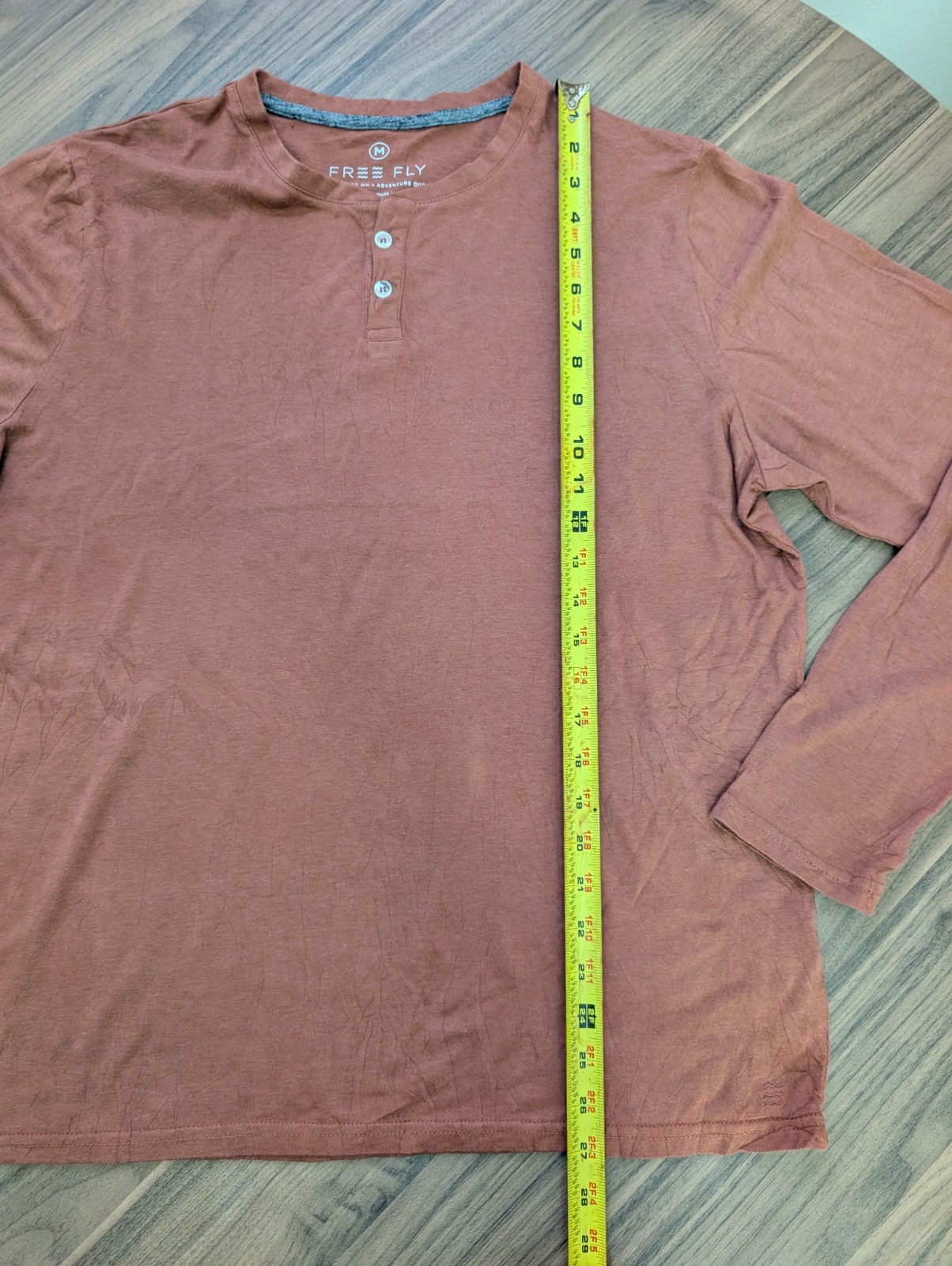Free Fly Mens Medium Long Sleeve Henley Shirt Brown Rust Casual Outdoor Comfort gallery