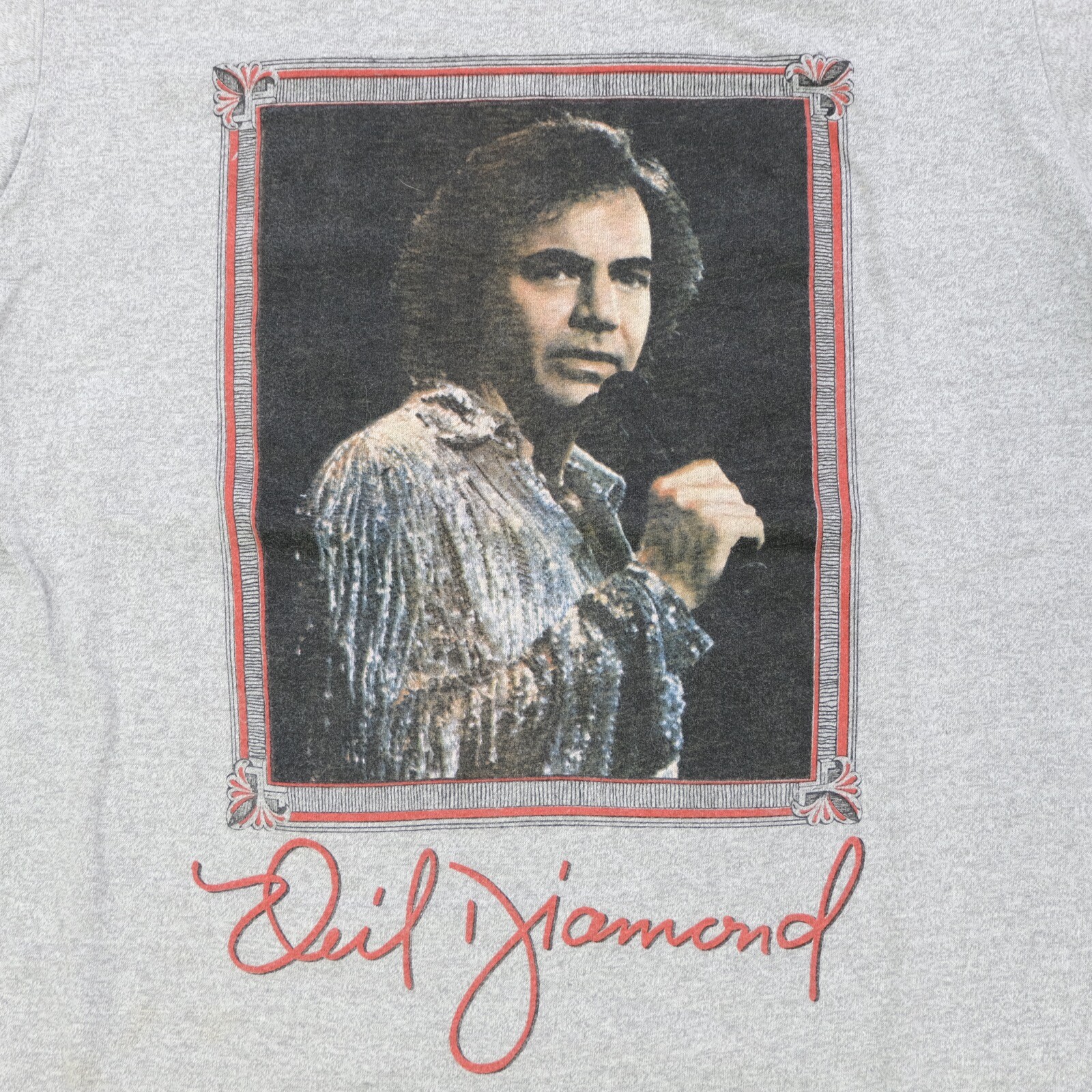 Rare Vintage SCREEN STARS Neil Diamond Portrait Art T Shirt 80s 90s Gray Size M gallery