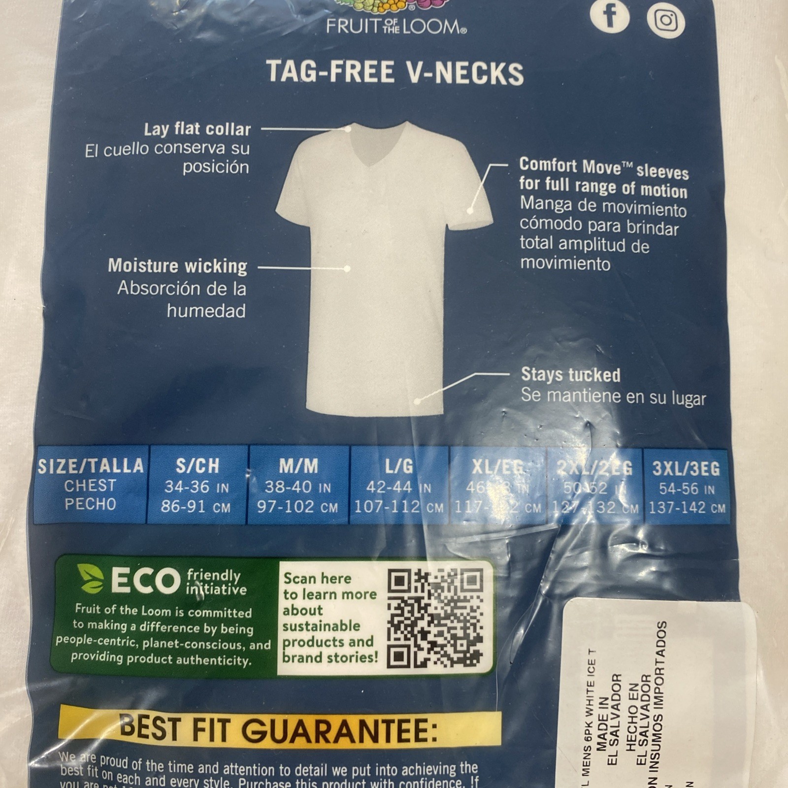 Fruit On The Loom - 6 White V-Necks Men Shirts - Size S (34-36 in) gallery