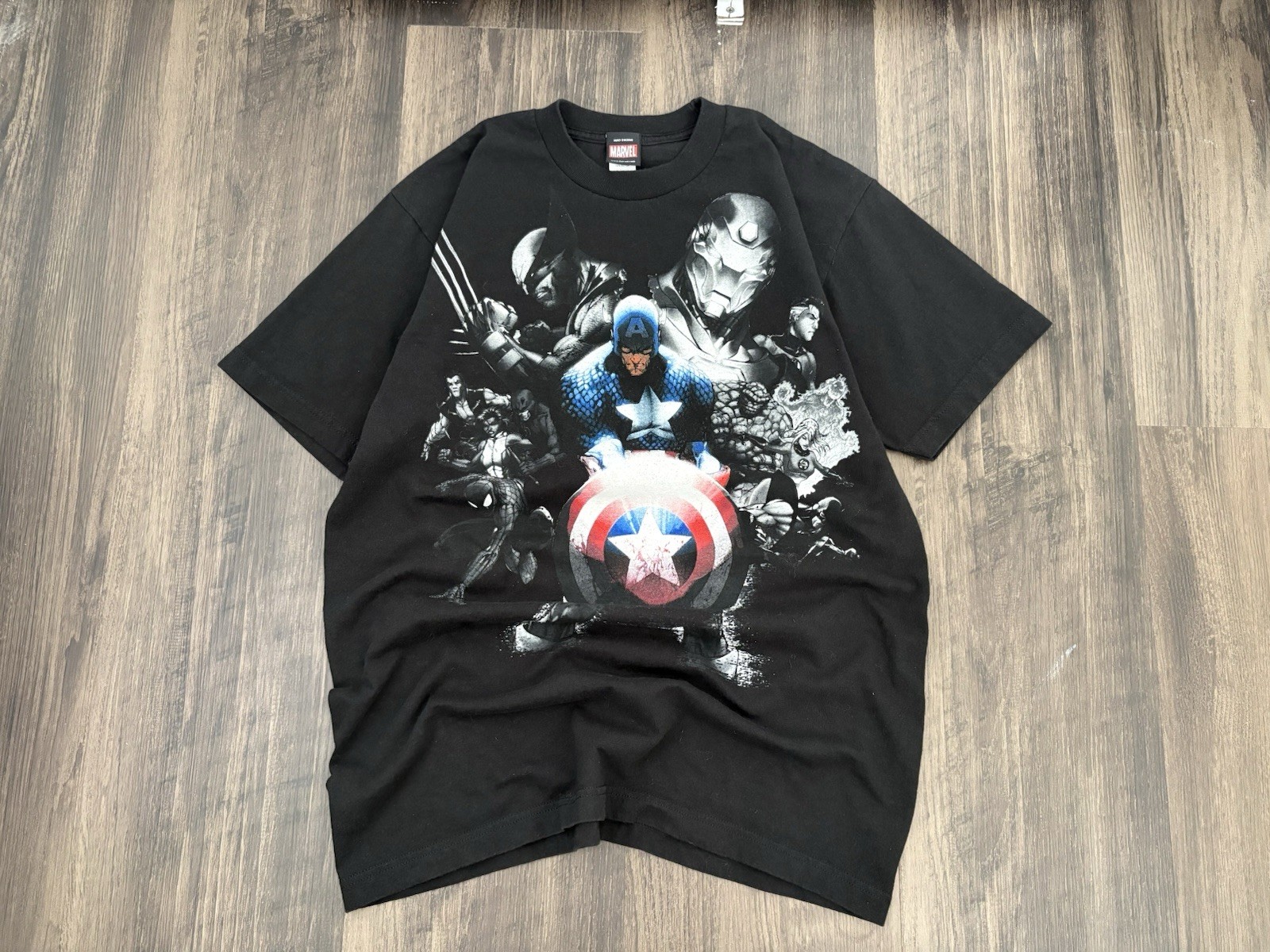 Marvel Avengers 2000s black t-shirt with graphic gallery
