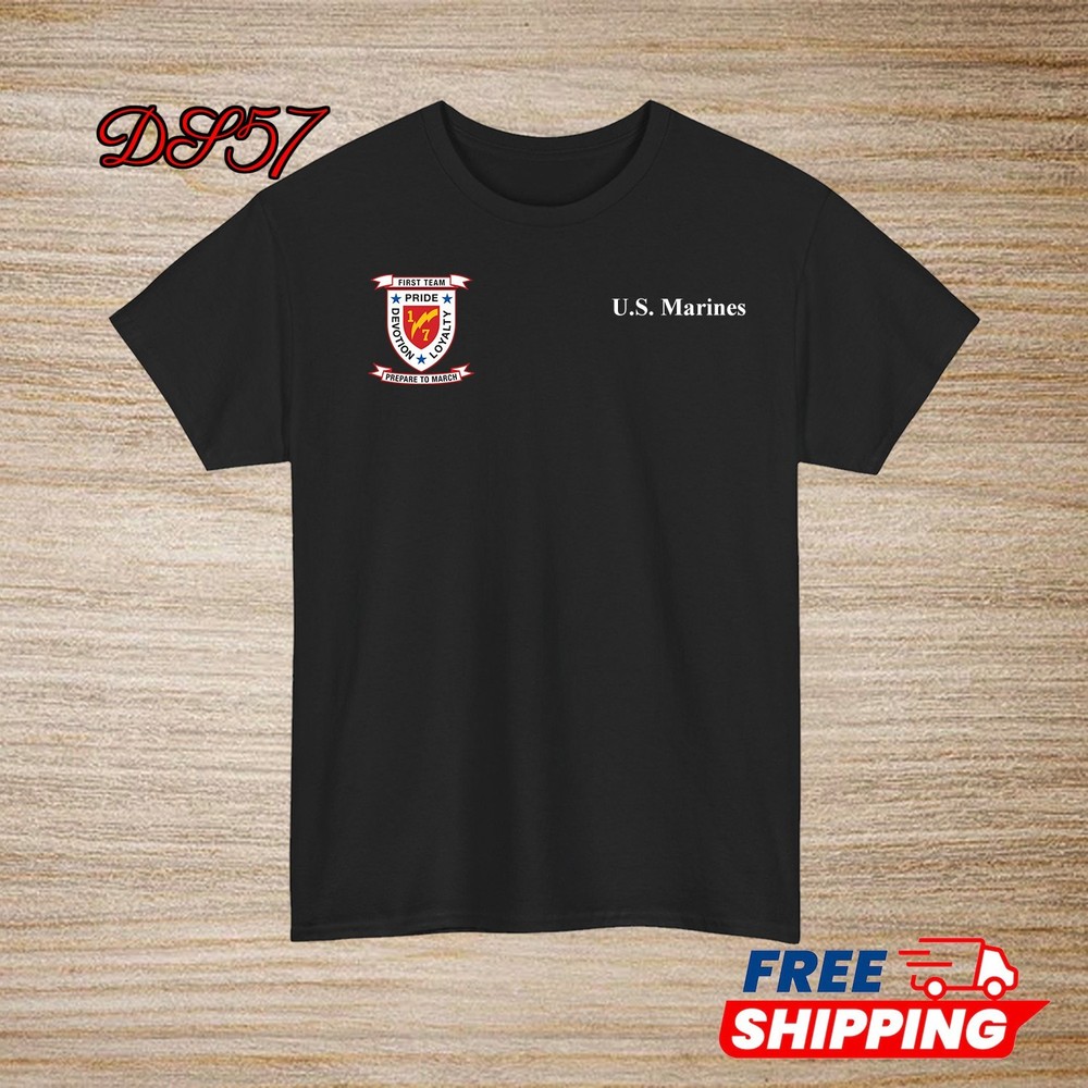 1st Battalion 7th Marine Regiment USMC Small Logo T-Shirt S to 5XL Made In USA