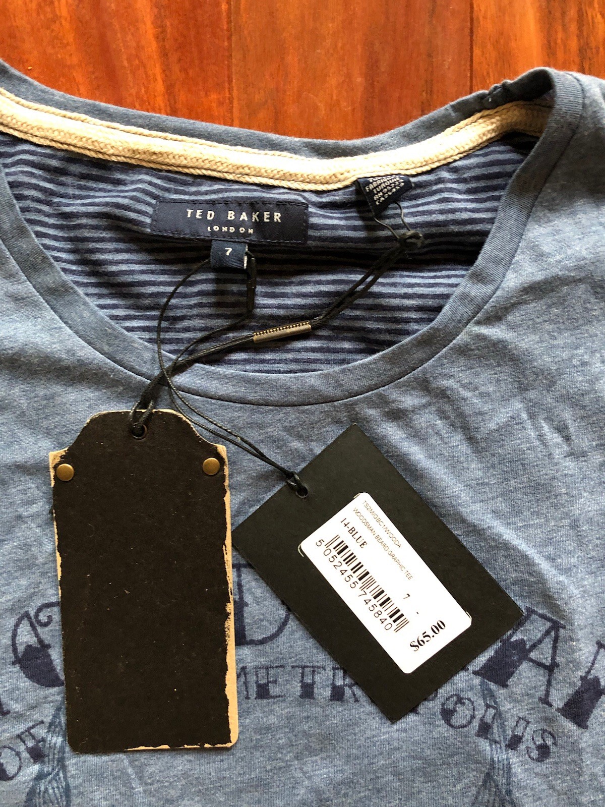Nwt $65 TED BAKER LONDON ~ Urban Woodsman ~ t-shirt men's sz 7 beard FREE SHIP gallery